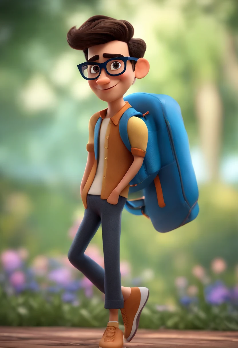 Cartoon character of a man wearing black glasses and a blue shirt, um personagem animado, Caractere estilizado, animation style rendering, 3D estilizado, Arnold Maya render, 3 d render stylized, toon render keyshot, Personagem 3D, Personagem 3D, 3d rendering stylized, 3 d character render, personagem de desenho animado, Personagem de close up, Pose de personagem, (Estilo Pixar) (master part:1.2) (Bokeh) (best quality) (pele detalhada) (textura detalhada) (8k) (argila) (Cinematic lighting) (foco nítido,Senta e vaza a parte superior do corpo