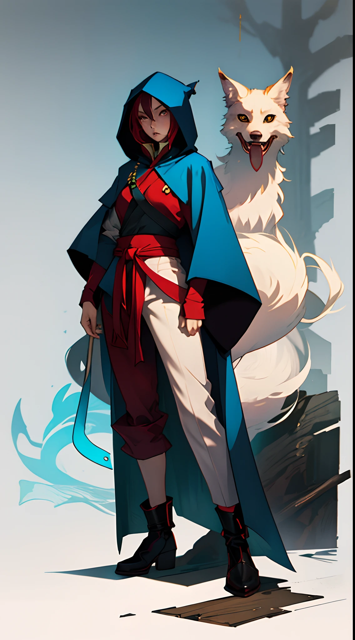 Kitsune with hooded cape turnaround