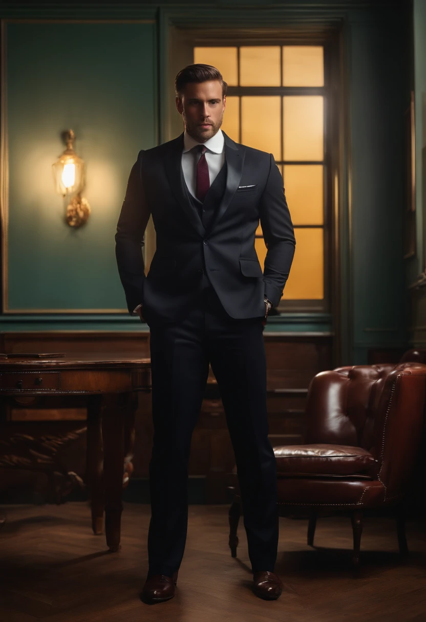arafed man in a suit and tie standing in a room, vestindo terno preto, terno escuro, em seu terno, vestindo um terno preto, Terno Preto, vestindo um terno nobre preto, vestindo terno, terno e gravata, de terno, homem no terno preto, usando terno e gravata, usando terno e gravata, usando terno, no fundo uma rede neural de computadores.