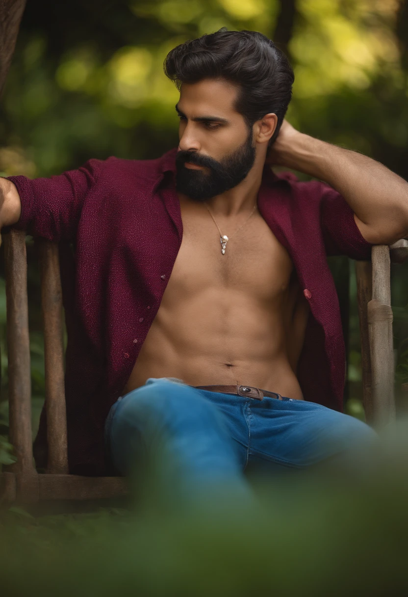 Homen  32 anos barba grisalha nu com penis peludo