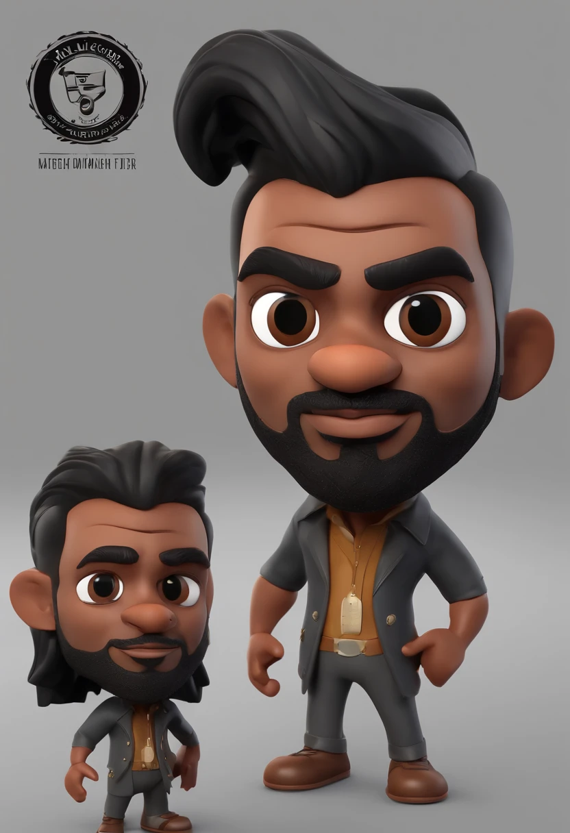 Personagem de desenho animado de um homem com dreadlocks preto,com bigode e cavanhaque usando preto, um personagem animado, Caractere estilizado, animation style rendering, 3D estilizado, Arnold Maya render, 3 d render stylized, toon render keyshot, Personagem 3D, Personagem 3D, 3d rendering stylized, 3 d character render, personagem de desenho animado, Personagem de close up, Pose de personagem, (Estilo Pixar) (master part:1.2) (Bokeh) (best quality) (pele detalhada) (textura detalhada) (8k) (argila) (Cinematic lighting) (foco nítido,Senta e vaza a parte superior do corpo