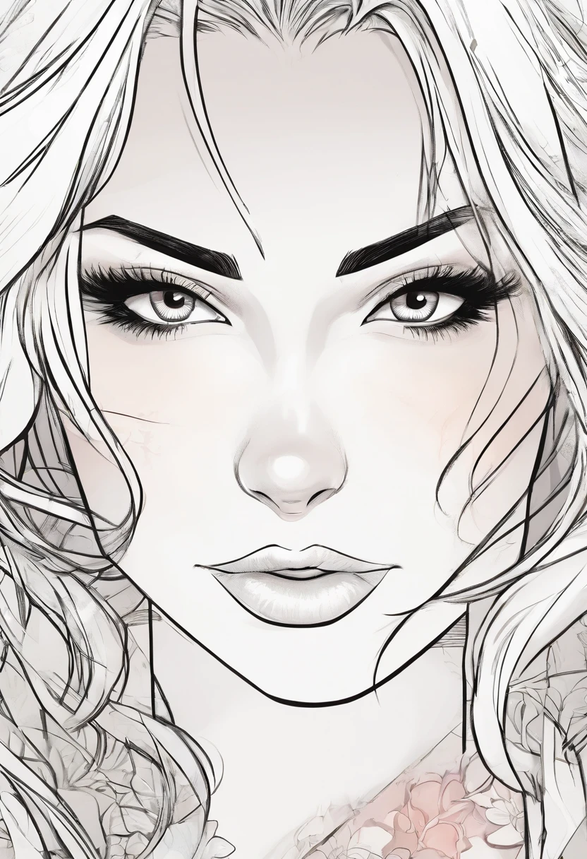Draw a young female character black eyes full lips sign on forehead female crossbreed Marvel Super Hero