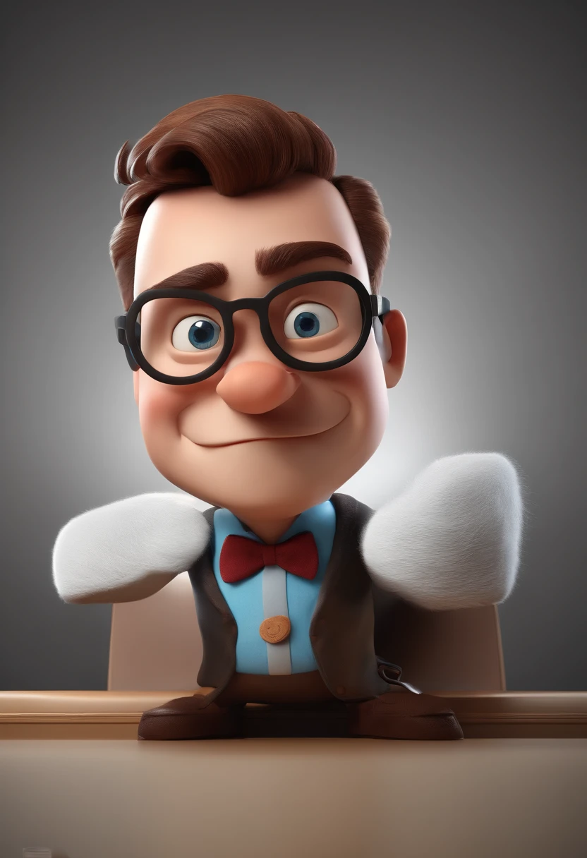 Cartoon character of a man with black glasses and a blue shirt, animation character, Caractere estilizado, animation style rendering, 3D estilizado, Arnold Maya render, 3 d render stylized, toon render keyshot, Personagem 3D, Personagem 3D, 3d rendering stylized, 3 d character render, personagem de desenho animado, Personagem de close up, Pose de personagem, (Estilo Pixar) (master part:1.2) (Bokeh) (best quality) (pele detalhada) (textura detalhada) (8k) (argila) (Cinematic lighting) (foco nítido