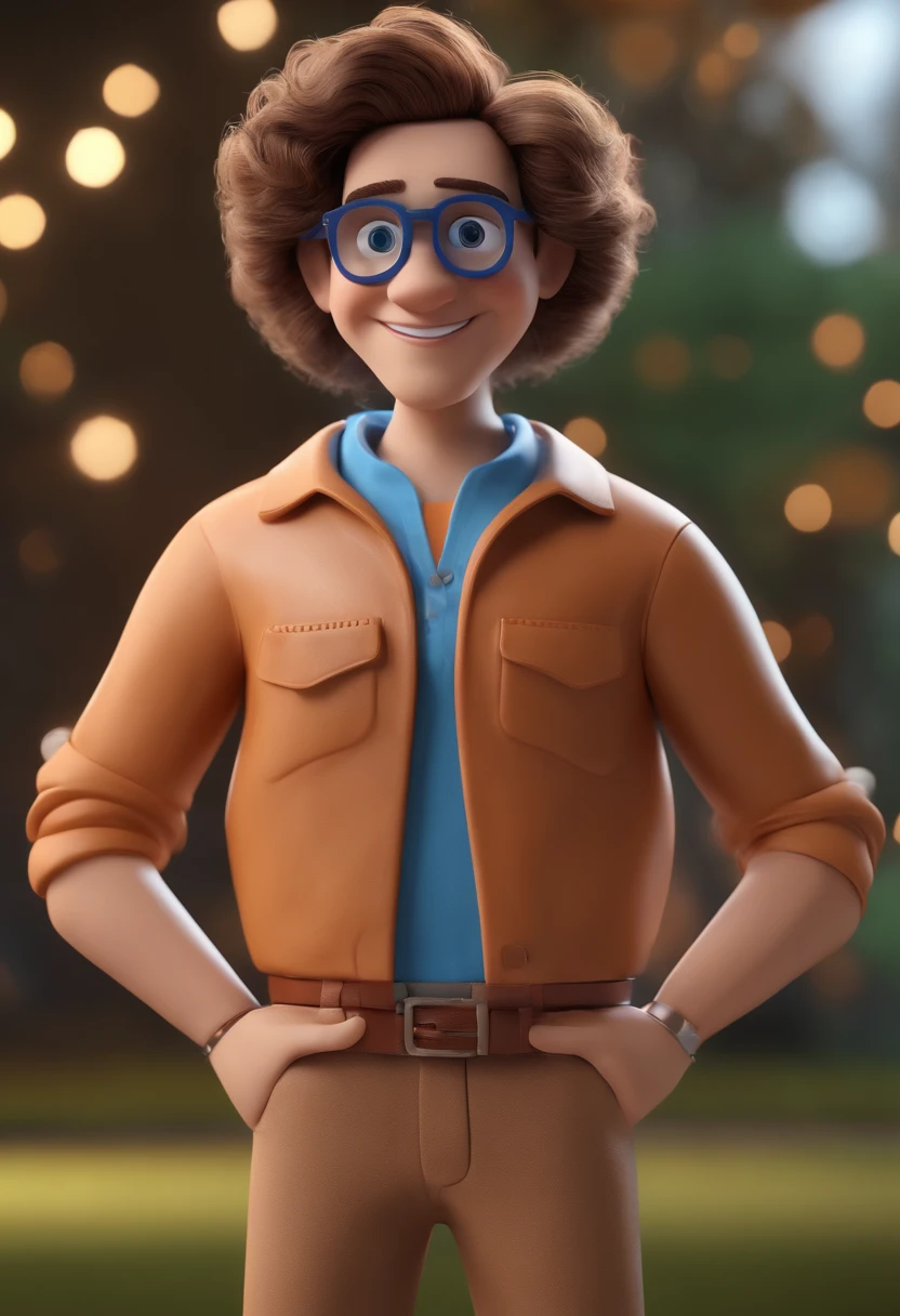Cartoon character of a man with blue glasses and a blue shirt, animation character, Caractere estilizado, animation style rendering, 3D estilizado, Arnold Maya render, 3 d render stylized, toon render keyshot, Personagem 3D, Personagem 3D, 3d rendering stylized, 3 d character render, personagem de desenho animado, Personagem de close up, Pose de personagem,  (Estilo Pixar) (master part:1.2) (Bokeh) (best quality) (pele detalhada) (textura detalhada) (8k) (argila) (Cinematic lighting) (foco nítido