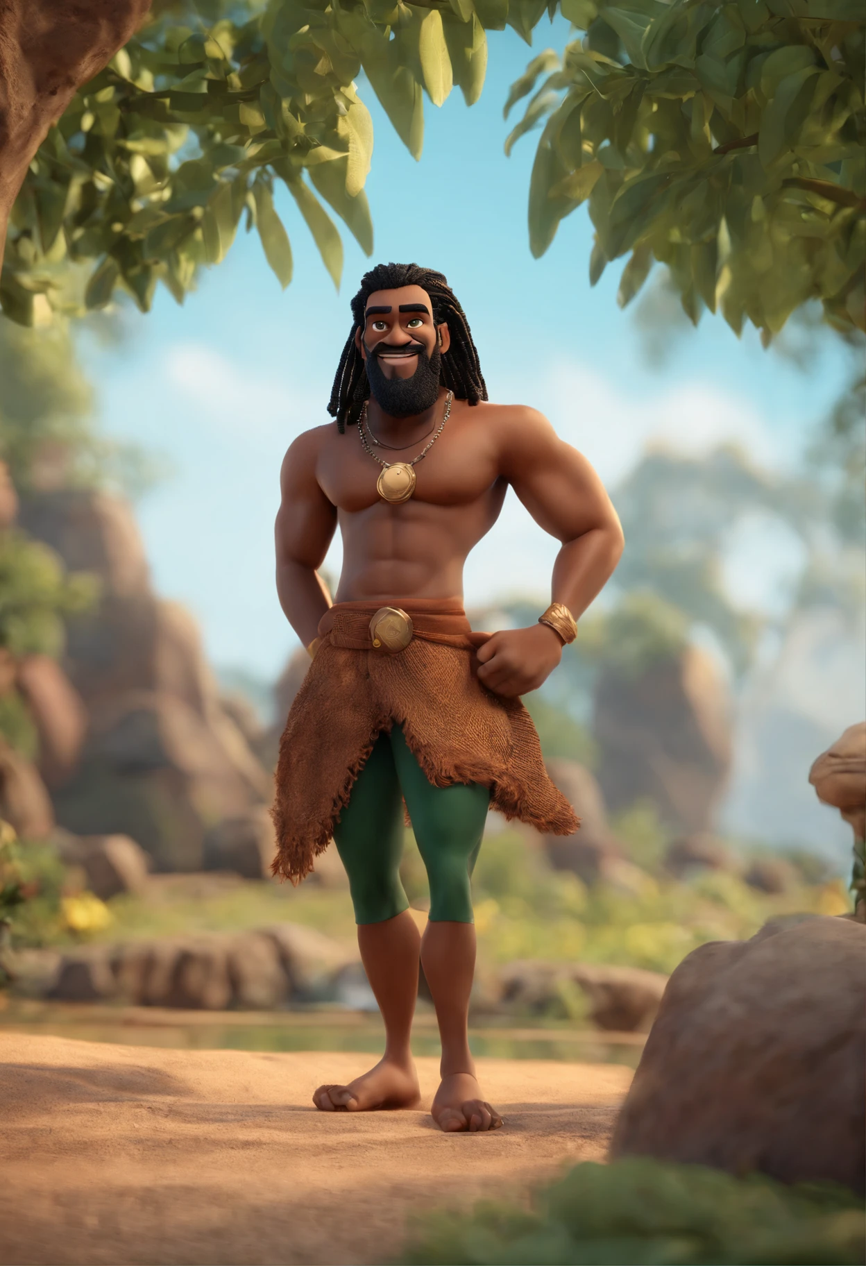 Personagem de desenho animado de um homem com dreadlocks ,com bigode e cavanhaque usando preto, um personagem animado, Caractere estilizado, animation style rendering, 3D estilizado, Arnold Maya render, 3 d render stylized, toon render keyshot, Personagem 3D, Personagem 3D, 3d rendering stylized, 3 d character render, personagem de desenho animado, Personagem de close up, Pose de personagem, (Estilo Pixar) (master part:1.2) (Bokeh) (best quality) (pele detalhada) (textura detalhada) (8k) (argila) (Cinematic lighting) (foco nítido,Senta e vaza a parte superior do corpo