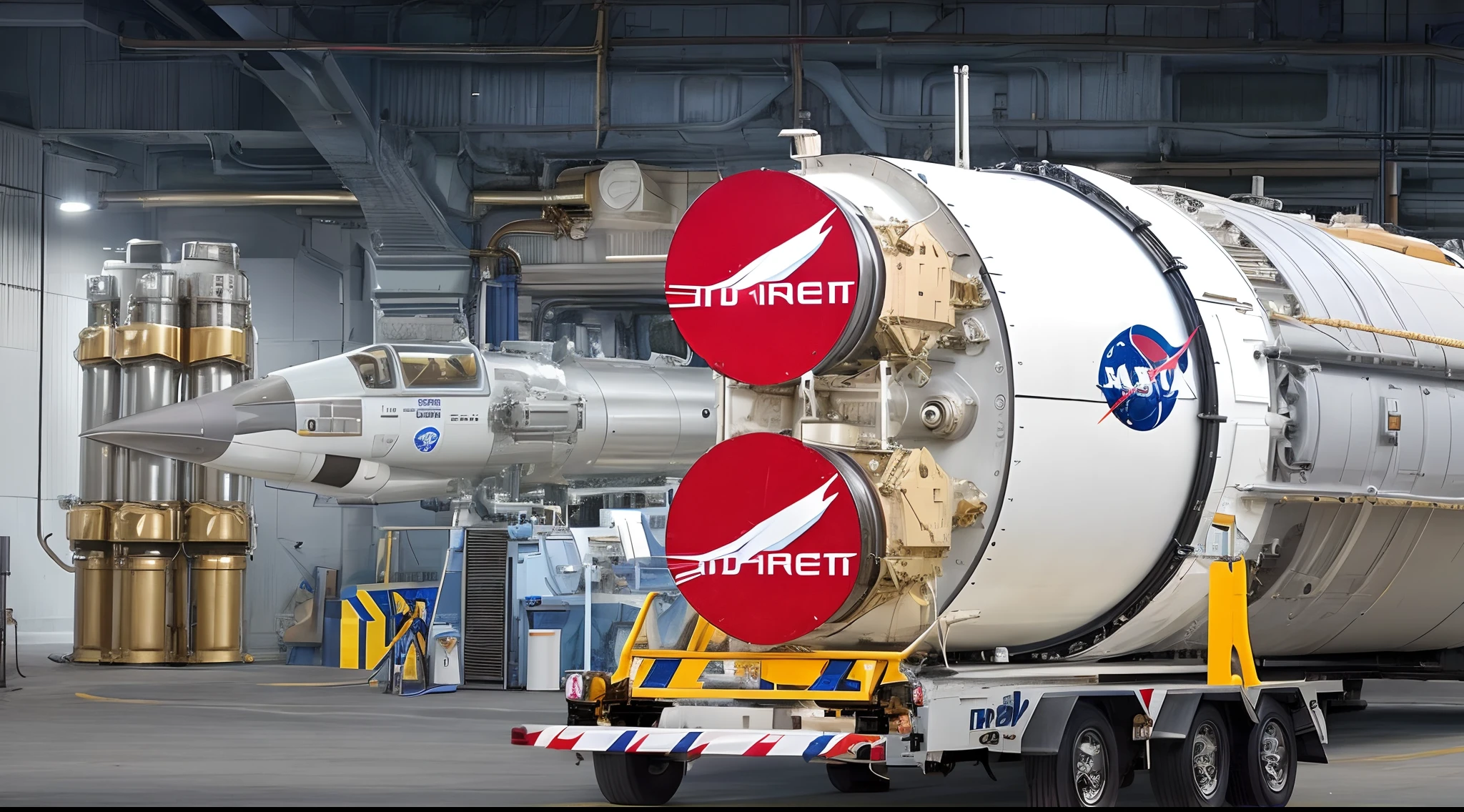 arafed vehicle with a large rocket on the back of it, big booster rocket engines, blue v2 rocket in space, large blue engines, cryogenic pods, many cryogenic pods, photo illustration, origin 100i, commercial banner, huge jet rocket engine backpack, ((oversaturated)), leaked from nasa, it is very huge, realistic image, 16k resolution, rockets have issues