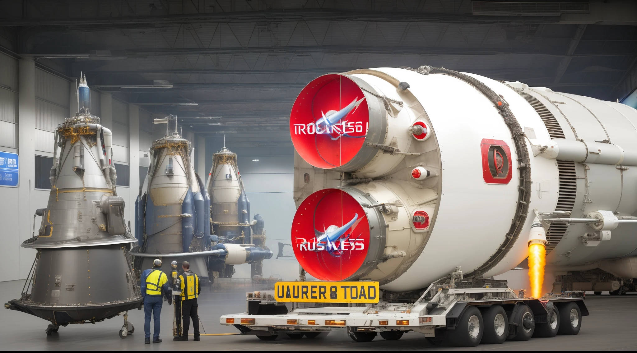 arafed vehicle with a large rocket on the back of it, big booster rocket engines, blue v2 rocket in space, large blue engines, cryogenic pods, many cryogenic pods, photo illustration, origin 100i, commercial banner, huge jet rocket engine backpack, ((oversaturated)), leaked from nasa, it is very huge, realistic image, 16k resolution, rockets have issues