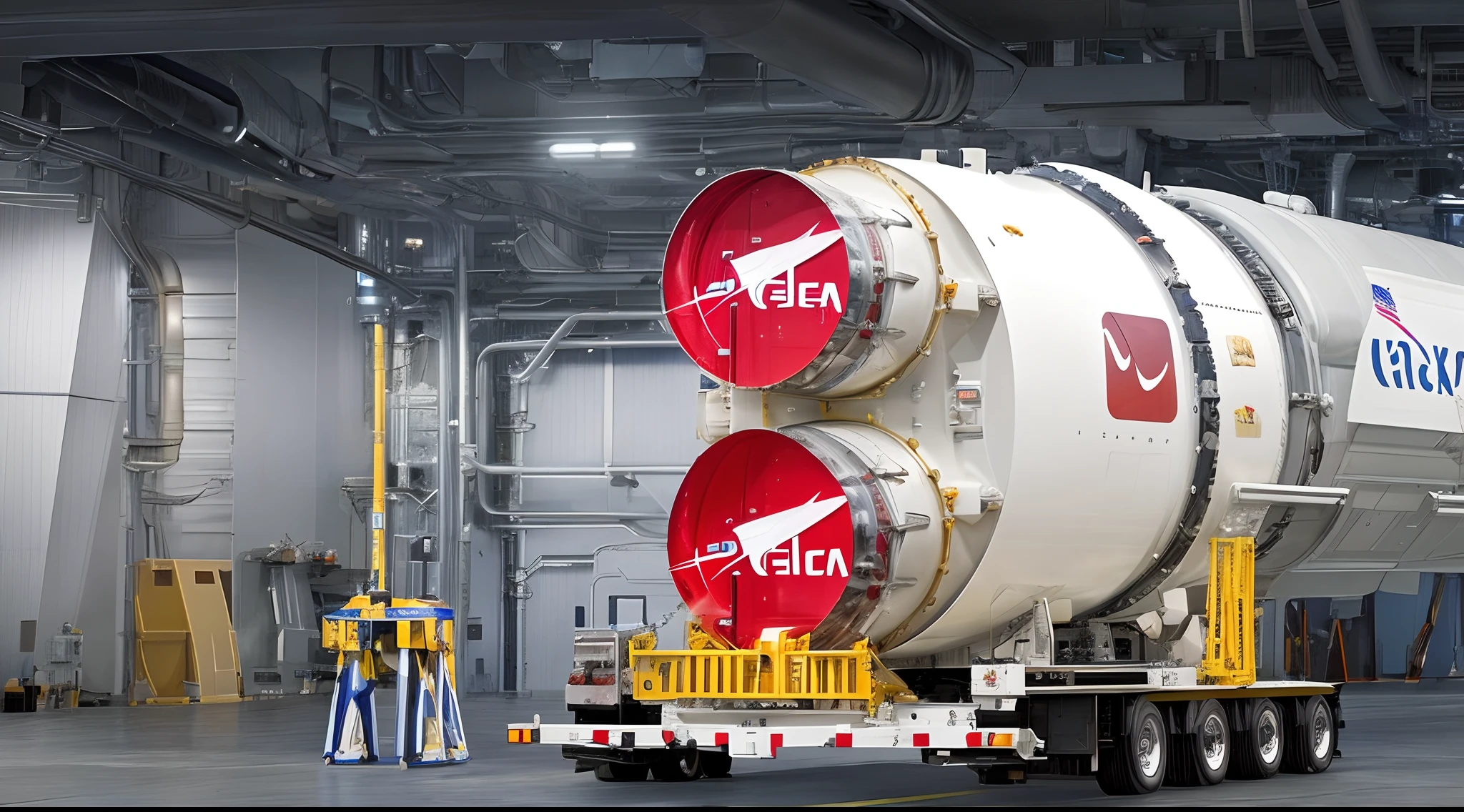 arafed vehicle with a large rocket on the back of it, big booster rocket engines, blue v2 rocket in space, large blue engines, cryogenic pods, many cryogenic pods, photo illustration, origin 100i, commercial banner, huge jet rocket engine backpack, ((oversaturated)), leaked from nasa, it is very huge, realistic image, 16k resolution, rockets have issues