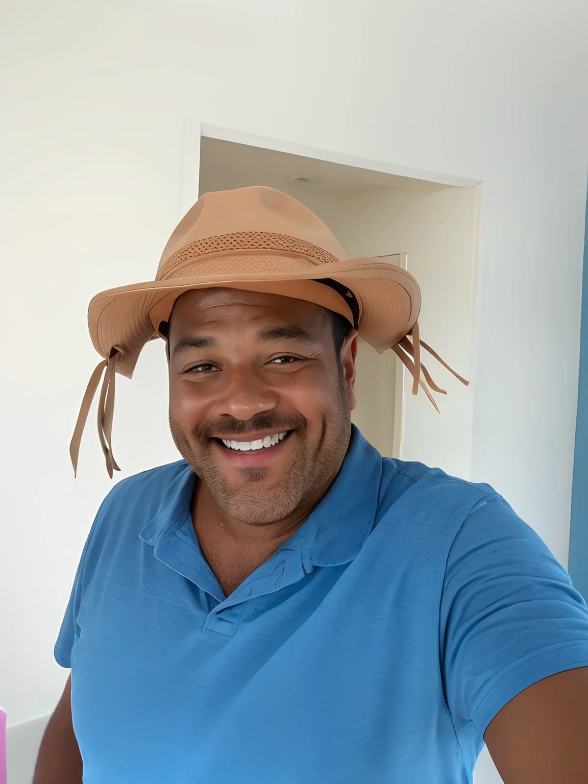 Arafed man wearing a hat and smiling in a room, wearing a travel hat, he is wearing a hat, with a weird hat, wearing a silly hat, caracter with brown hat, wearing a hat, with hat, wearing a cowboy hat, Wearing Hat, wearing cowboy hat, grey hair and a cowboy hat, uma foto de um homem