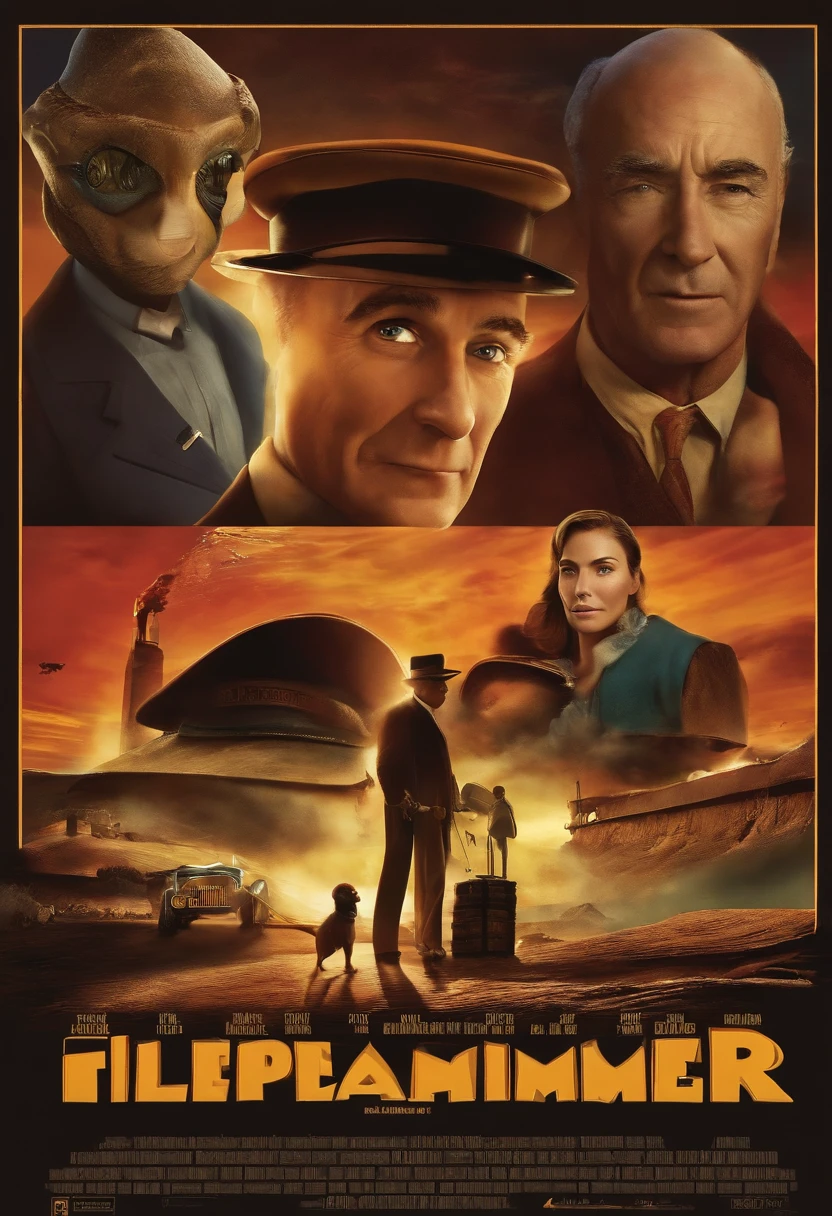 filme Oppenheimer 2023 estilo filmes Pixar, Com nome "Oppenheimer", poster, with credits