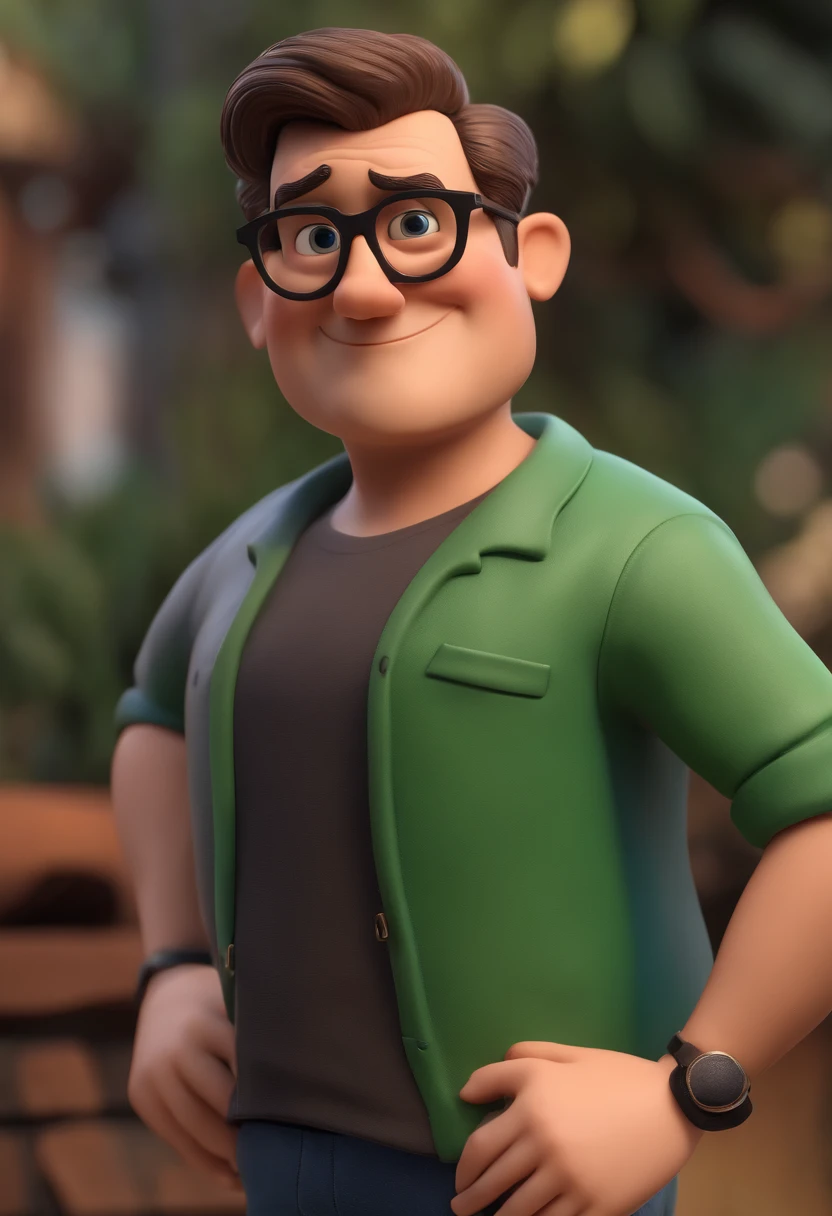 Cartoon character of a man with black glasses and a blue shirt, animation character, Caractere estilizado, animation style rendering, 3D estilizado, Arnold Maya render, 3 d render stylized, toon render keyshot, Personagem 3D, Personagem 3D, 3d rendering stylized, 3 d character render, personagem de desenho animado, Personagem de close up, Pose de personagem, (Estilo Pixar) (master part:1.2) (Bokeh) (best quality) (pele detalhada) (textura detalhada) (8k) (argila) (Cinematic lighting) (foco nítido