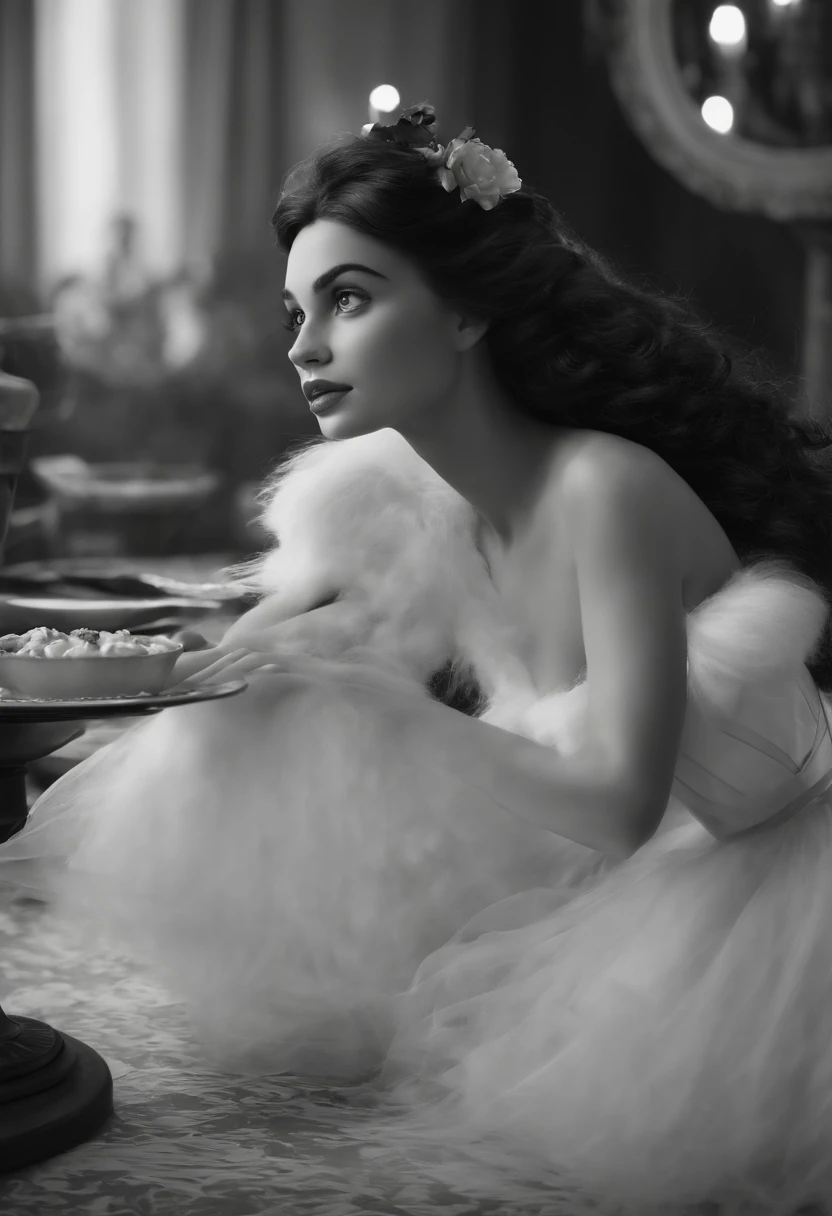 Um filme inspirado na Disney Pixar (Mulher Branca, gorda COM CABELO LONGO ondulado PRETO) dentro A cena estar na arte distinta do estilo PIXAR, descolada e estilosa