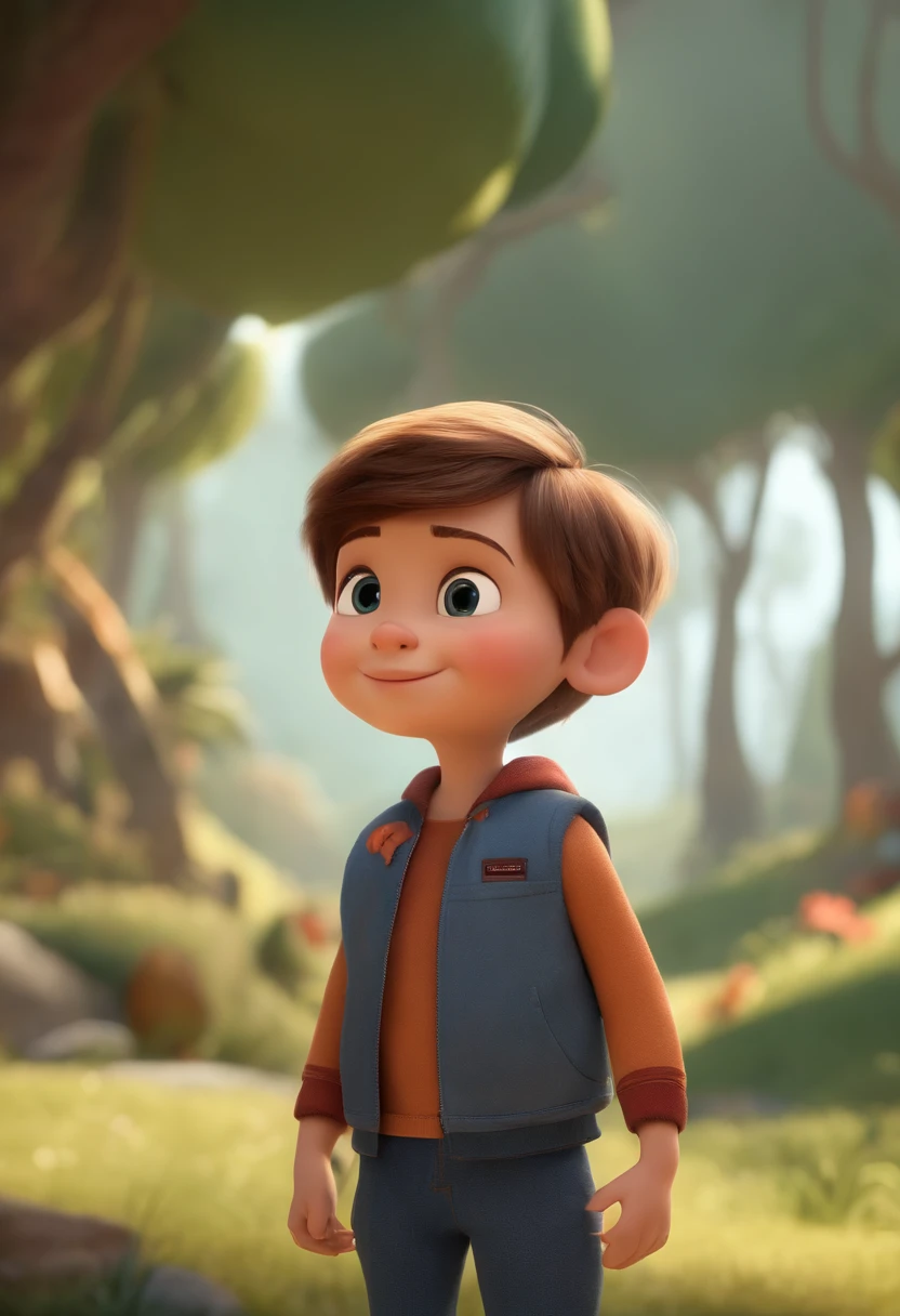 a happy cute ??? standing short hair, vestindo uma fantasia espacial, , fundo branco, barnet, Tom, Estilo Pixar, ....3d, desenhos animados, rosto detalhado, asymmetrical 16k