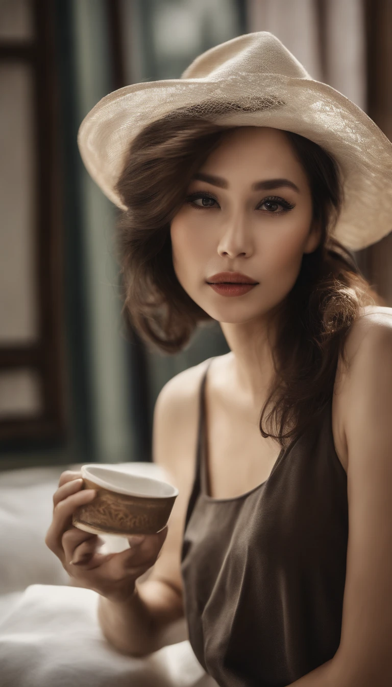 asian female , cantante kpop con camiseta sin mangas y bragas a juego, cabello largo y negro Chica sexy con ojos cafes, , cabello negro y ojos grandes, Selfie de una mujer joven, Camera eyes, Violeta Myers, Sin , Maquillaje natural, looks directly at camera, Cara con Artgram, Maquillaje sutil, Gran foto de cuerpo entero, in the room, escote