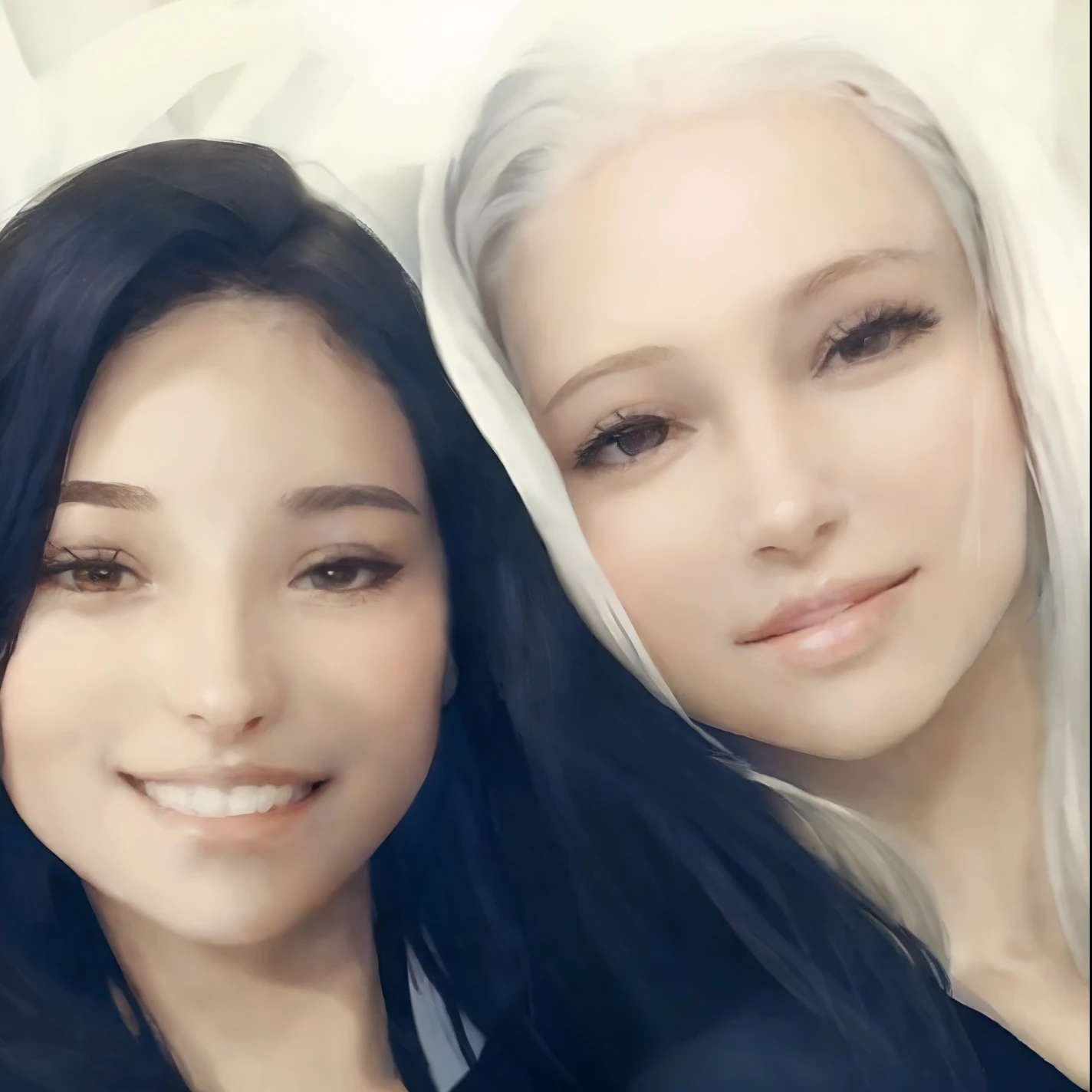 Duas mulheres com cabelos longos posando para uma foto juntas, her hair is white, com longos cabelos brancos, 3 5 year brazilian mother, com cabelos longos brancos, foto de perfil, Parece Fabiula Nascimento, Mulher de 30 anos de Cuba, uma menina tem cabelo branco, cabelos brancos ofuscantes, cabelos brancos brilhantes, com ela longa, cabelo albino