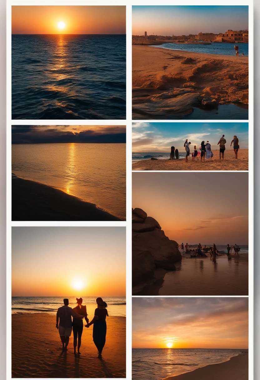there are three people that are posing for a picture by the water, happy family, on the sea, vacation photo, at beach at sunset, profile image, at the sea, during sunset, in egypt, very very low quality picture, on the ocean, profile pic, on the ocean water, with sunset, selfie photo, from egypt, usa-sep 20