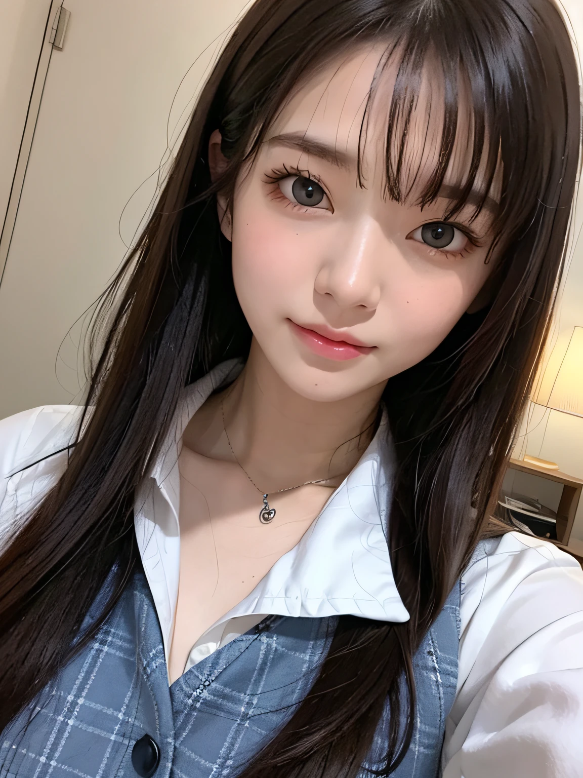 bright expression、photorealisim、top-quality、超A high resolution、a picture、Photos of the most beautiful Nordic girls、Detailed cute and beautiful face、a small face、(pureerosface_v1:0.008)、Beautiful bangs、alice in the wonderland、18year old、Glowing white shiny skin、Hair tangled in the face、Bangs that extend to the face、bangss、Hair between the eyes、Super long hair、Attractive brown silky hair、finer hair、Bright, Clear light blue eyes look attractive、full body Esbian、School Uniforms、uniformss、eye liner、Double eyelids、ample breasts、Shot up to the thigh、Dynamic Pose