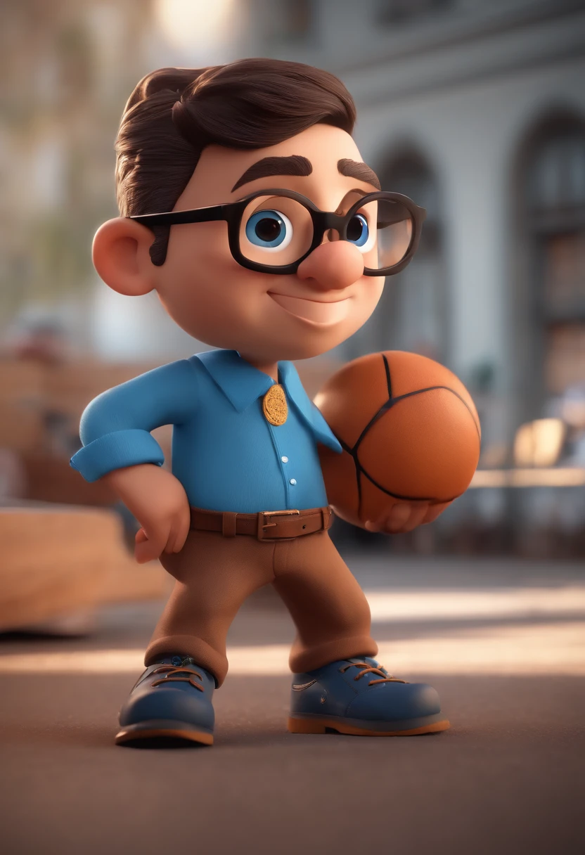 Cartoon character of a man with black glasses and a blue shirt, animation character, Caractere estilizado, animation style rendering, 3D estilizado, Arnold Maya render, 3 d render stylized, toon render keyshot, Personagem 3D, Personagem 3D, 3d rendering stylized, 3 d character render, personagem de desenho animado, Personagem de close up, Pose de personagem, (Estilo Pixar) (master part:1.2) (Bokeh) (best quality) (pele detalhada) (textura detalhada) (8k) (argila) (Cinematic lighting) (foco nítido