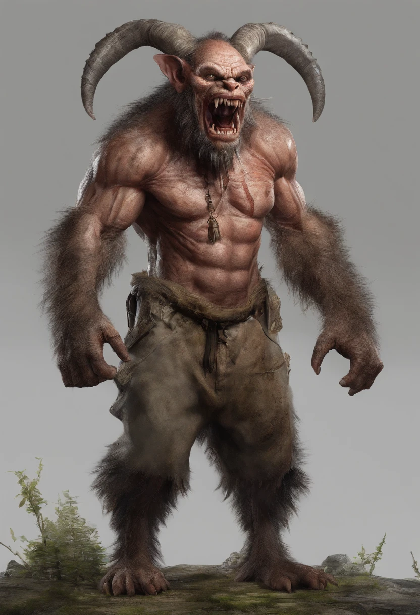 Bugbear,Flesh and blood are hideous, massive body is accompanied by human arms, paper lanterns, dentes afiados e garras, chicote longo