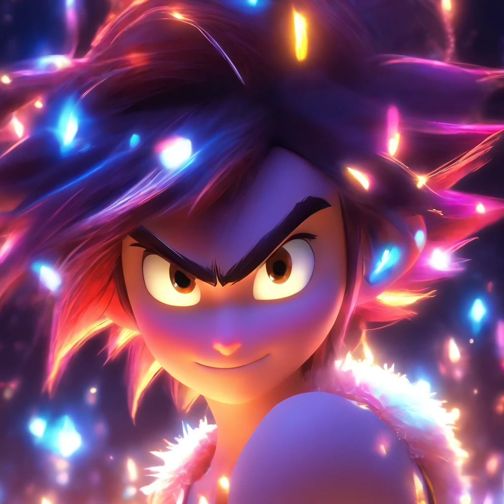 （Estilo Pixar),Modelo de quarto pequeno aconchegante, Modelo de personagem em miniatura cabelo castanho escuro, fonte de luz da direita para a esquerda, Rum lighting, fonte de luz da direita para a esquerda, (ISO distance vision), (de cima para baixo), Realistic proportions, Post-processing, ((perspectiva ortogonal)), Super Detalhe, Realistic, super realistic, photoreal render, Cor irridescent, Glitters