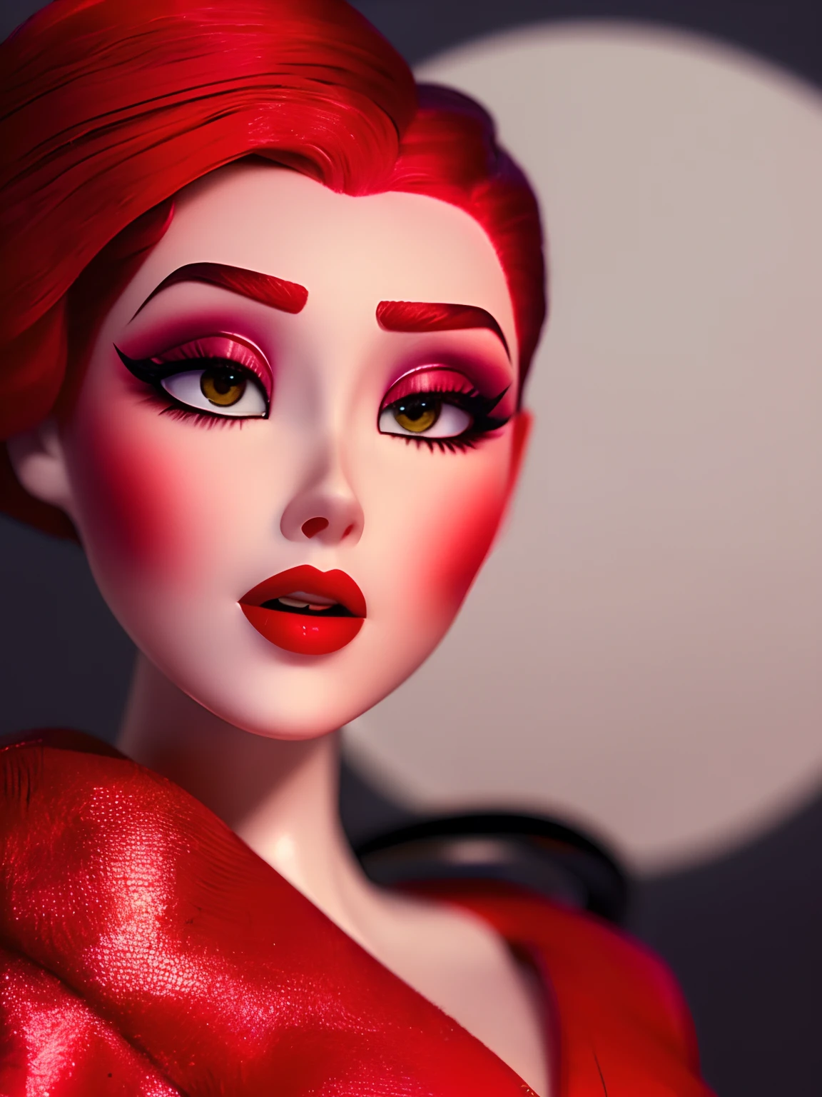 pixarstyle um close up de uma mulher com longos cabelos pretos e um batom vermelho, thick red lips, small and thick red lips, red lips, sexy red lips, Batom vermelho no rosto, faint red lips, thick lips, red luscious lips, Big Red Lips, 🤤 retrato da , Red lipstick, 18 anos, both have red lips, light-red lips