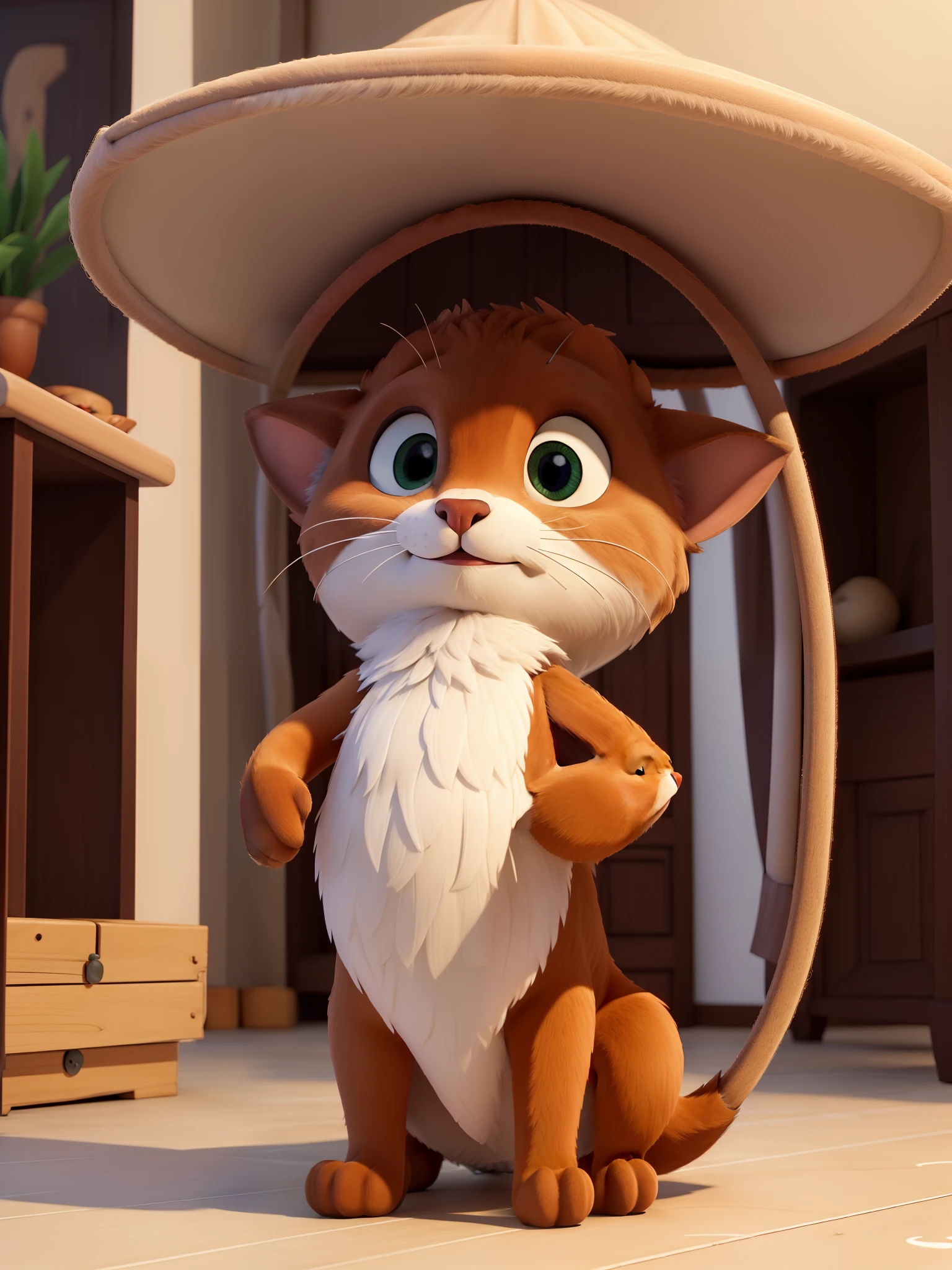 "um filhote de raposa dentro de casa((best quality)), ((master part)), (circunstanciado: 1.4), ..3d
