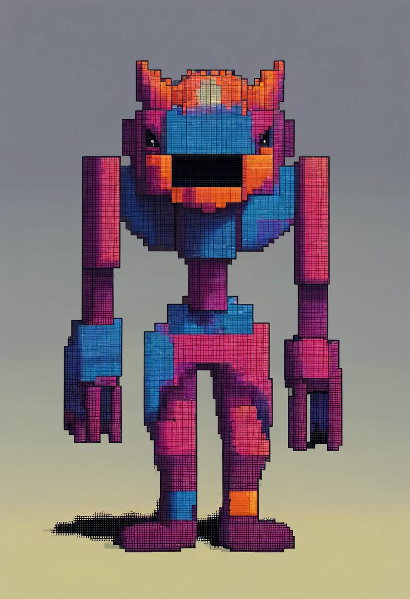Scary creature made of rectangular cubes