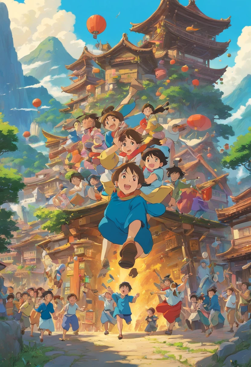 Zhuang people,Outdoor Scene,Empty,multiple persons,Someone moves things,Someone talks,Someone piled up,celebrating