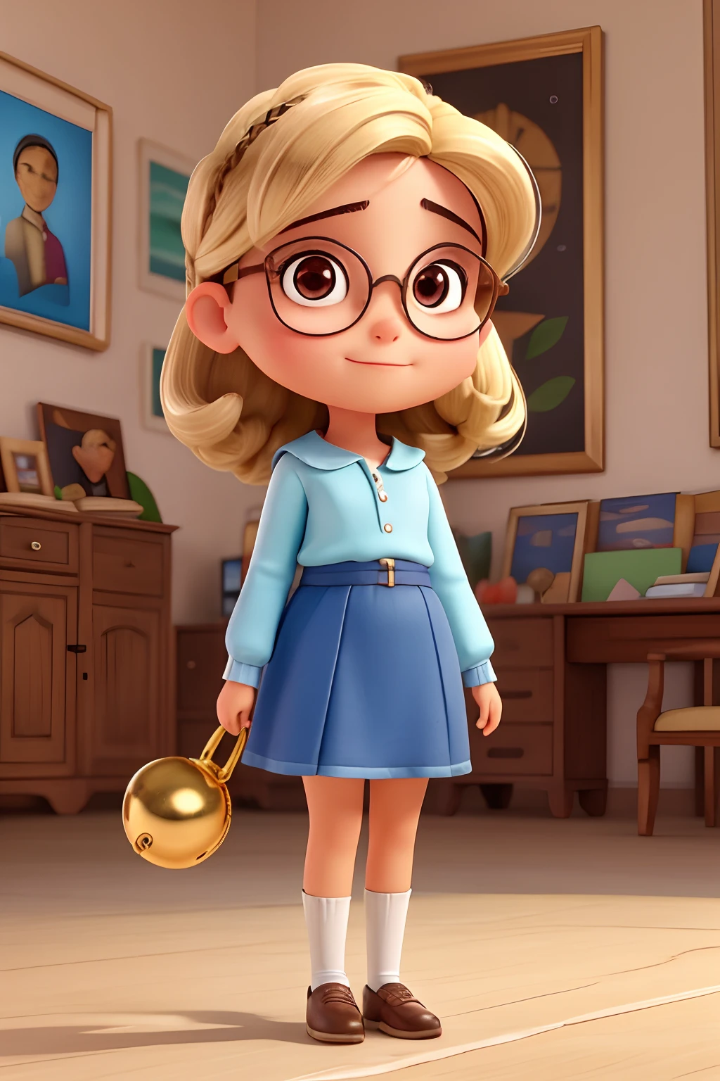 Obra-prima, de melhor qualidade, uma adolescente de cabelos longos castanhos, olhos castanhos, with a dress and round prescription glasses