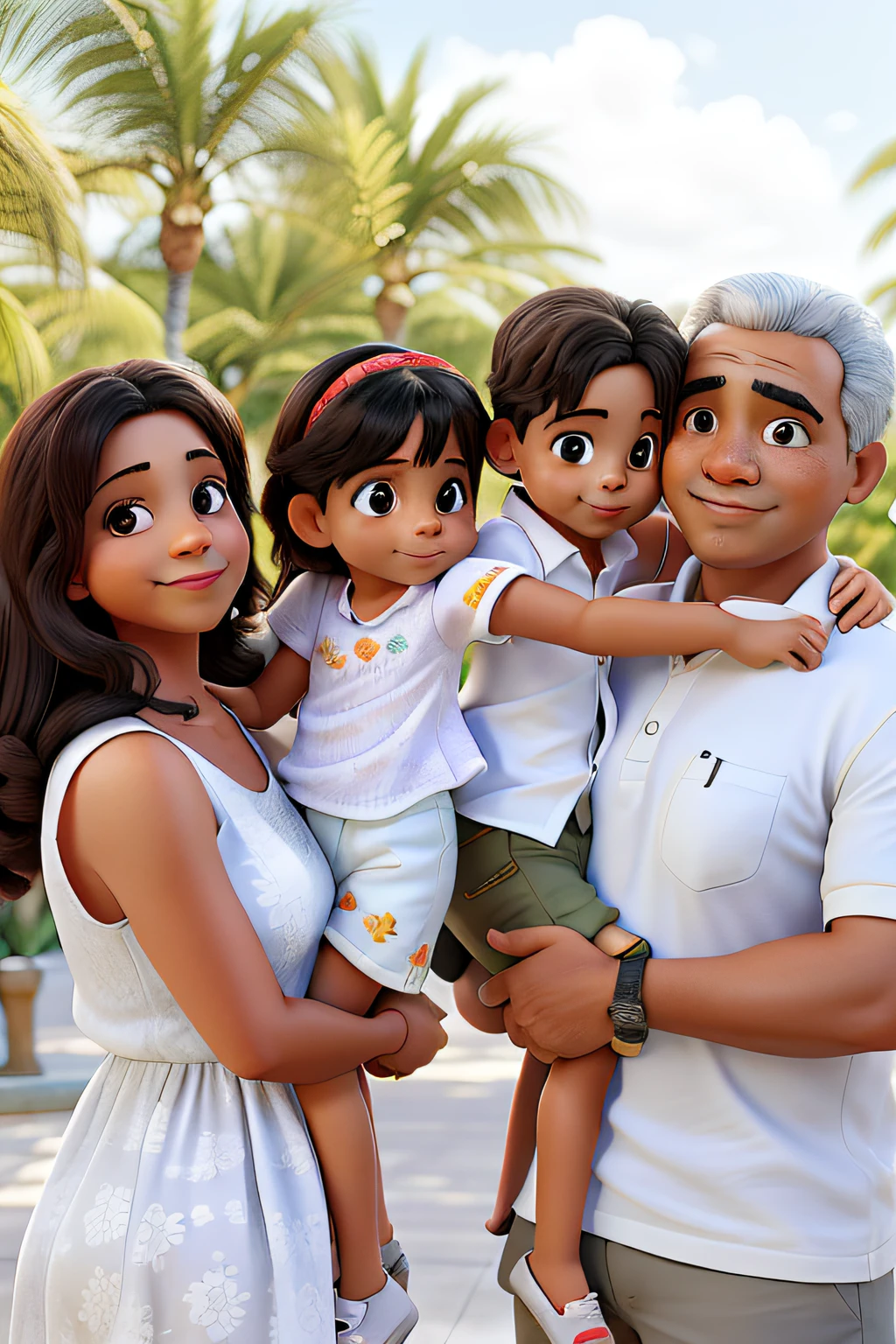 Uma familia de 4 pessoas, o pai, the mother, and two children, alta qualidade, melhor qualidade