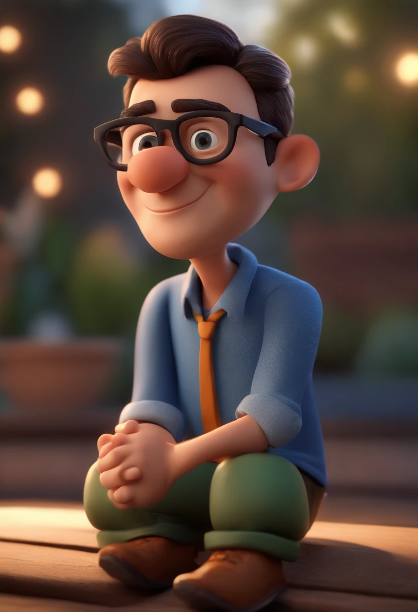 Cartoon character of a man with black glasses and a blue shirt, animation character, Caractere estilizado, animation style rendering, 3D estilizado, Arnold Maya render, 3 d render stylized, toon render keyshot, Personagem 3D, Personagem 3D, 3d rendering stylized, 3 d character render, personagem de desenho animado, Personagem de close up, Pose de personagem, (Estilo Pixar) (master part:1.2) (Bokeh) (best quality) (pele detalhada) (textura detalhada) (8k) (argila) (Cinematic lighting) (foco nítido