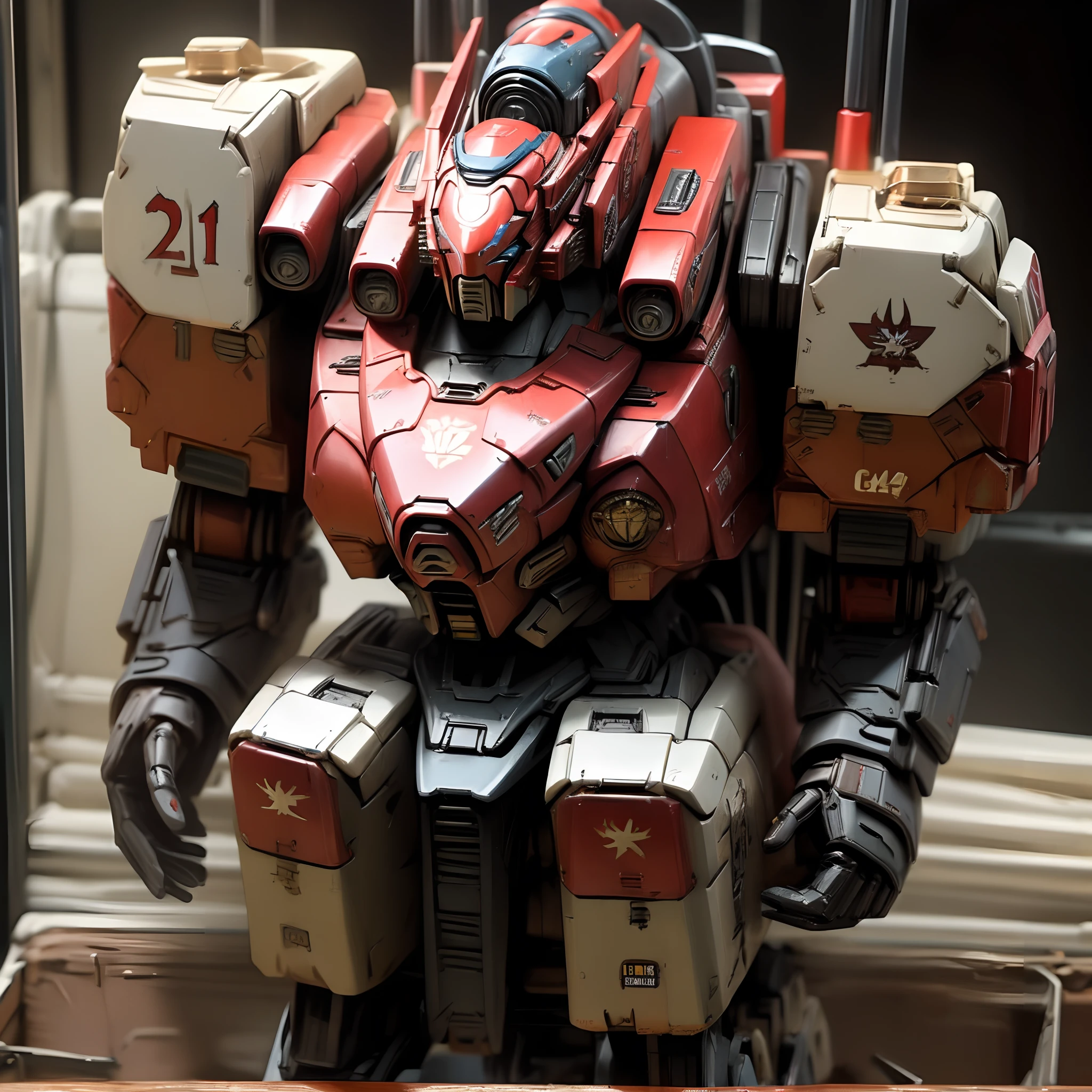 Warhammer 40k Tau Coldstar Battlesuit painted like G1 Optimus Prime