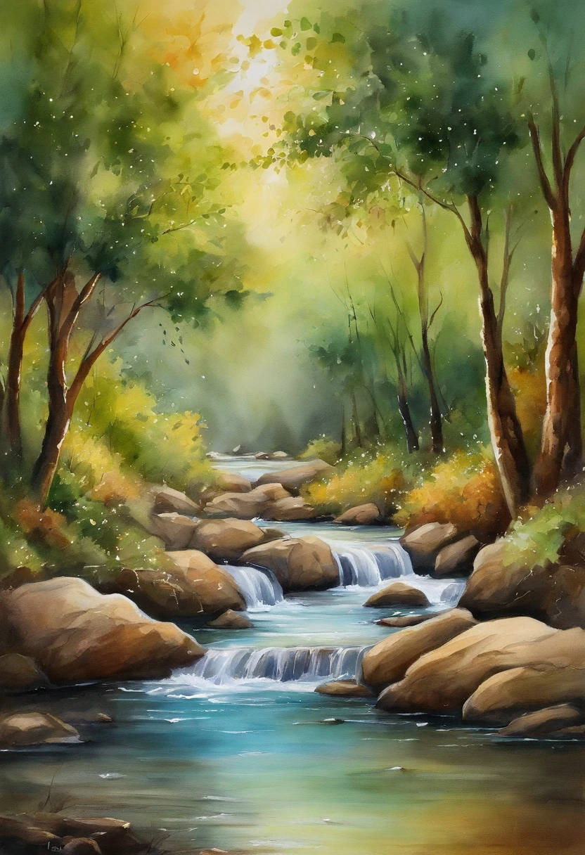 master part, best quality, (Muito detalhado CG unidade 8k papel de parede) (best quality), (best illustration), (Melhores Sombras) cores vibrantes, selva, water, beleza natural, Peaceful oasis , cherry tree, tracing of blue sky rays, super detalhado