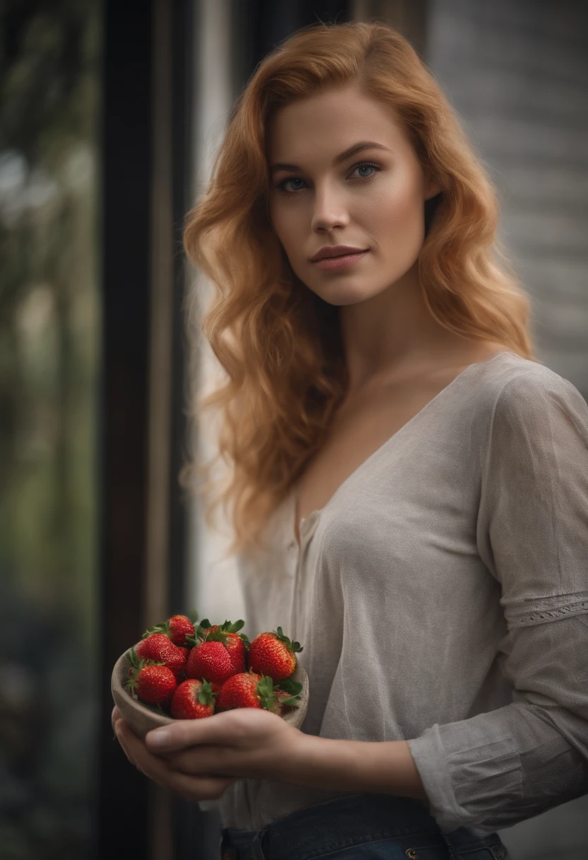 (Realistic) Beautiful sexy young girl with strawberry blonde hair and beautiful face curvy (full body sexy)