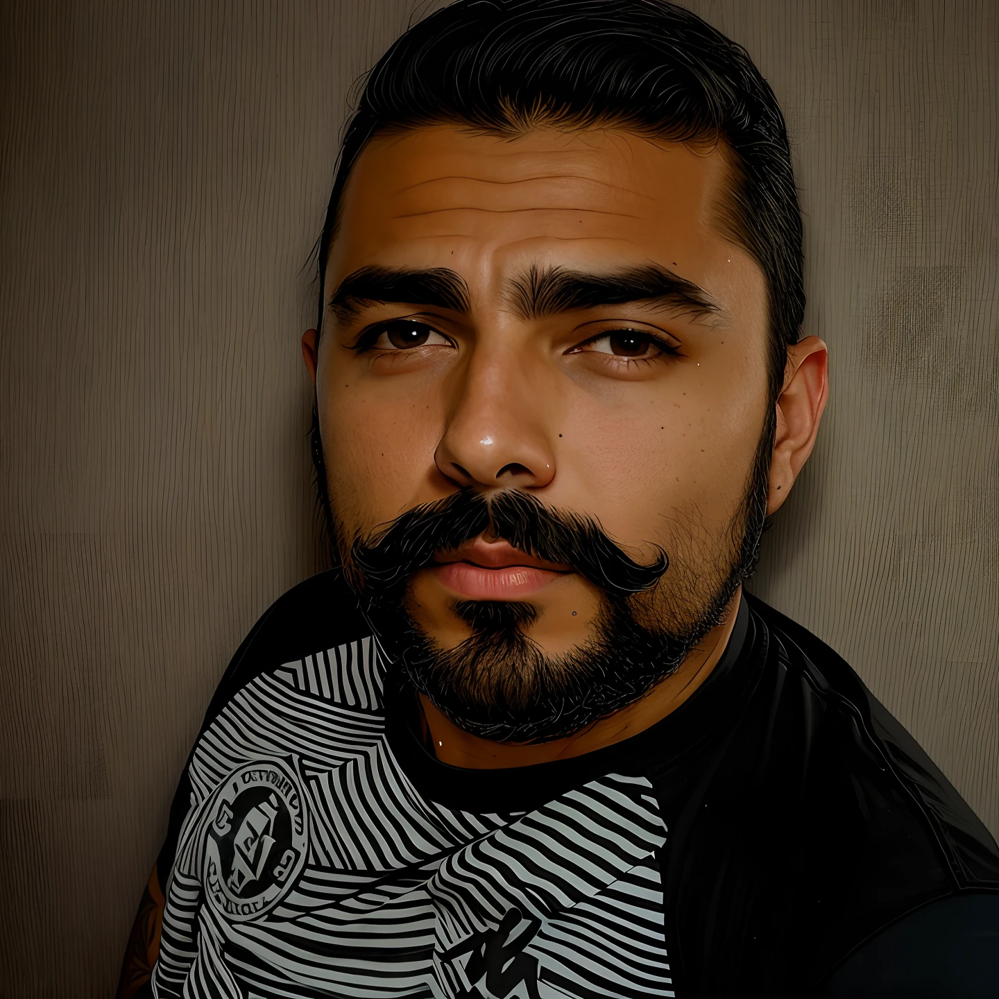 there is a man with a mustache and a black shirt, frontal picture, david rios ferreira, twitch streamer / gamer ludwig, gui guimaraes, aykut aydogdu, Henry Alvim Correa, ástor alexander, foto realista, mateus 9 5, inspired by Antônio Parreiras, Simon Hollosy