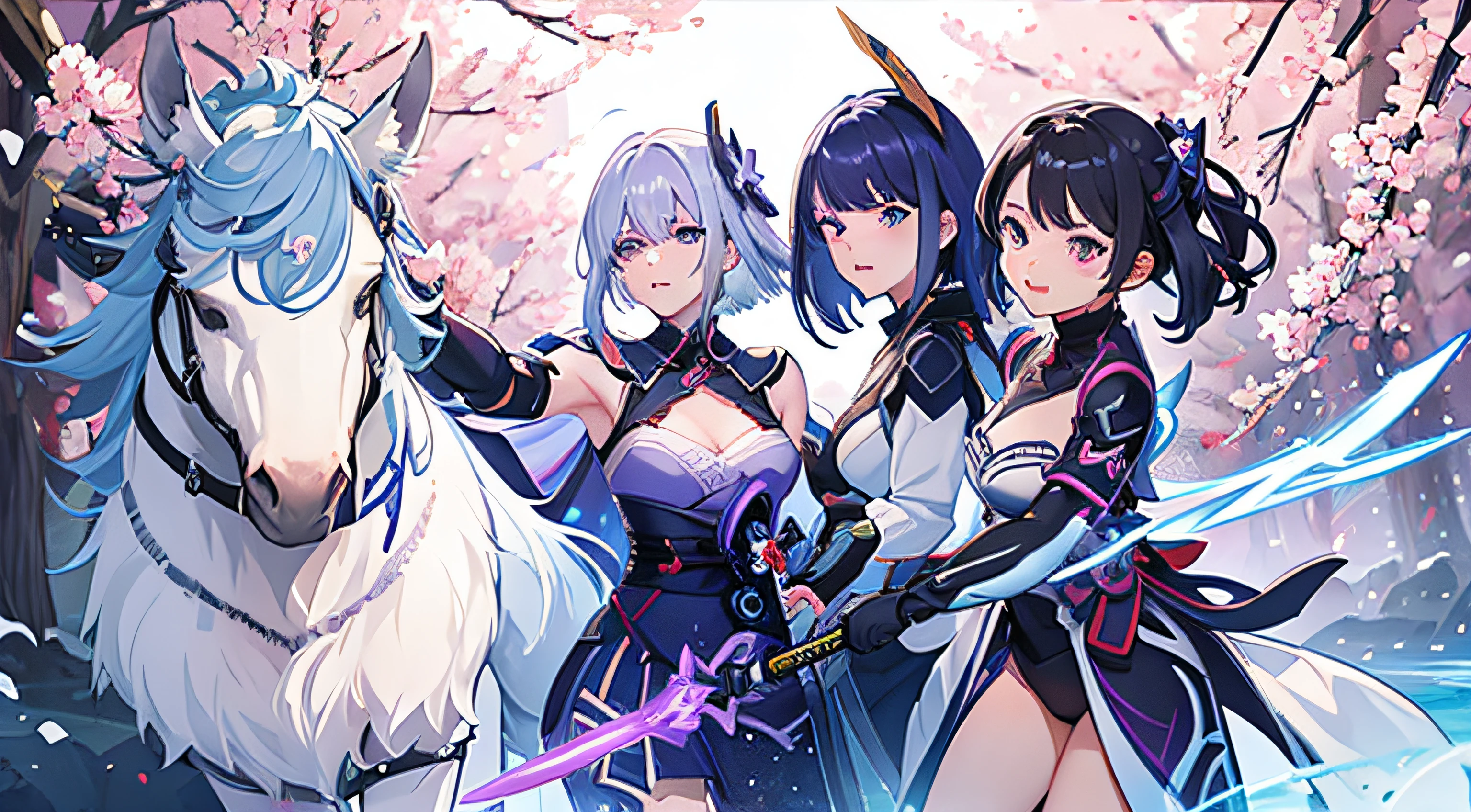 raiden shogun female genshin impact anime noble spear sword battle electro cheery blossom