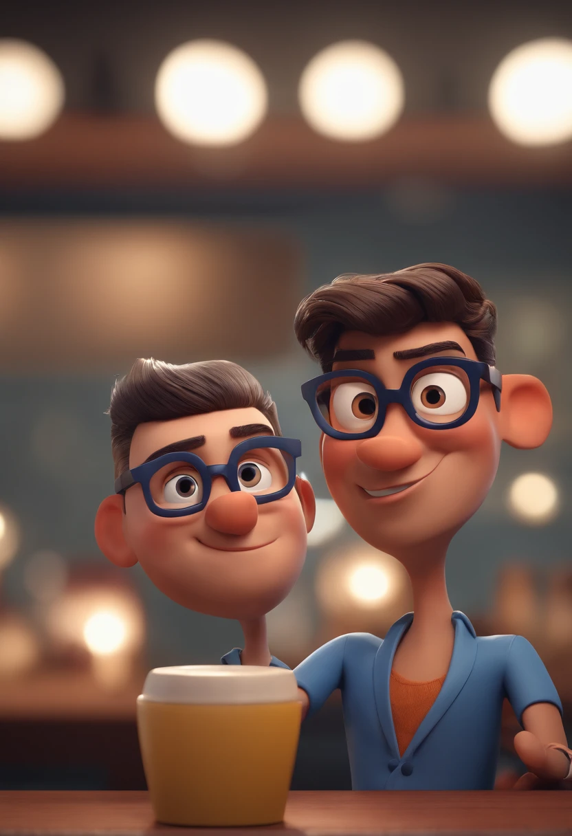 Cartoon character of a man with black glasses and a blue shirt, animation character, Caractere estilizado, animation style rendering, 3D estilizado, Arnold Maya render, 3 d render stylized, toon render keyshot, Personagem 3D, Personagem 3D, 3d rendering stylized, 3 d character render, personagem de desenho animado, Personagem de close up, Pose de personagem,  (Estilo Pixar) (master part:1.2) (Bokeh) (best quality) (pele detalhada) (textura detalhada) (8k) (argila) (Cinematic lighting) (foco nítido