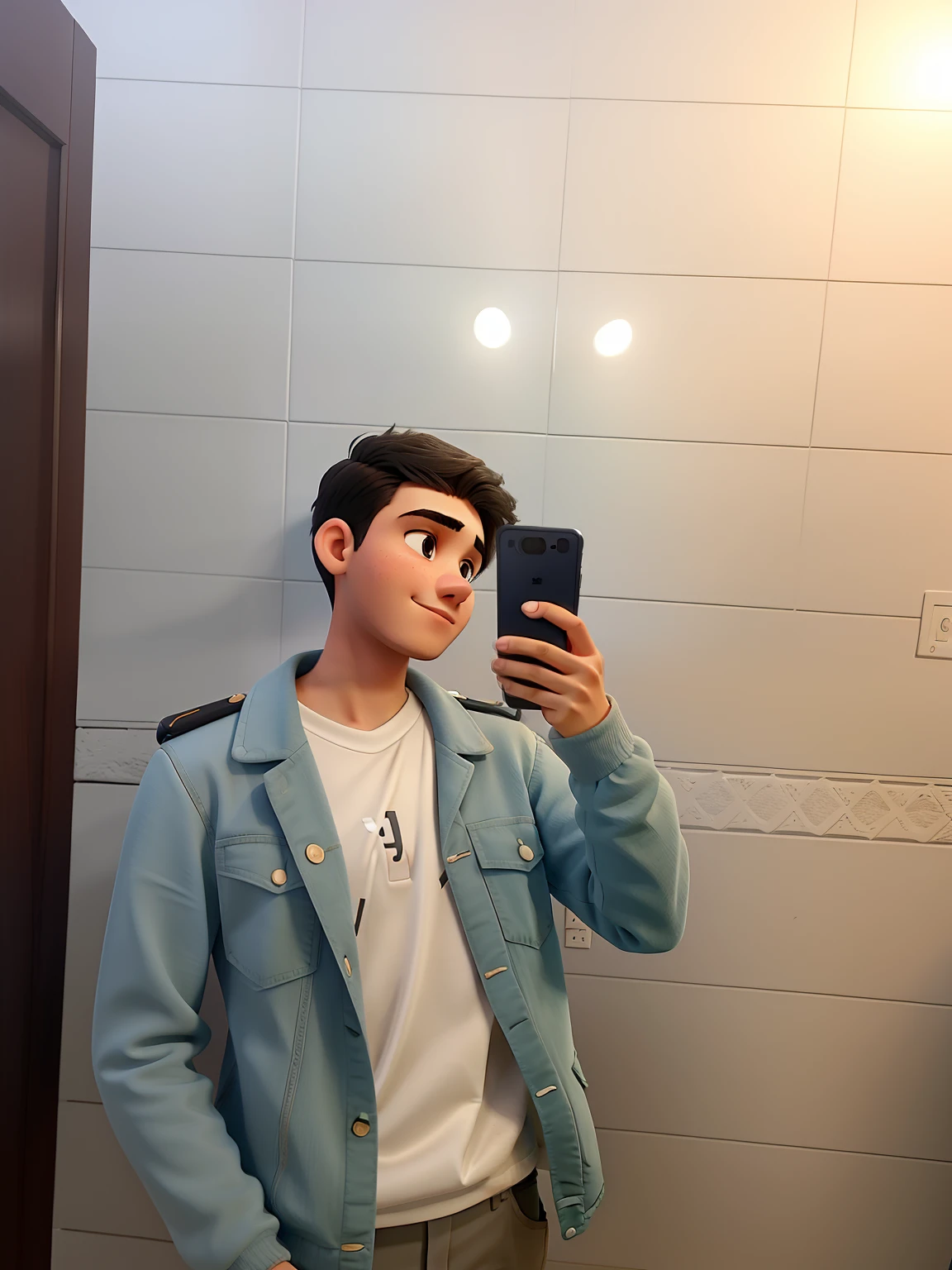 Um jovem de franja e segurando o celular