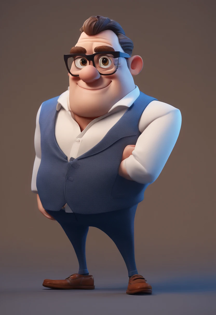Cartoon character of a man with black glasses and a blue shirt, animation character, Caractere estilizado, animation style rendering, 3D estilizado, Arnold Maya render, 3 d render stylized, toon render keyshot, Personagem 3D, Personagem 3D, 3d rendering stylized, 3 d character render, personagem de desenho animado, Personagem de close up, Pose de personagem,  (Estilo Pixar) (master part:1.2) (Bokeh) (best quality) (pele detalhada) (textura detalhada) (8k) (argila) (Cinematic lighting) (foco nítido