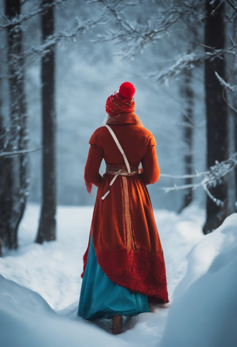 Personagem picapau esquiando na neve
