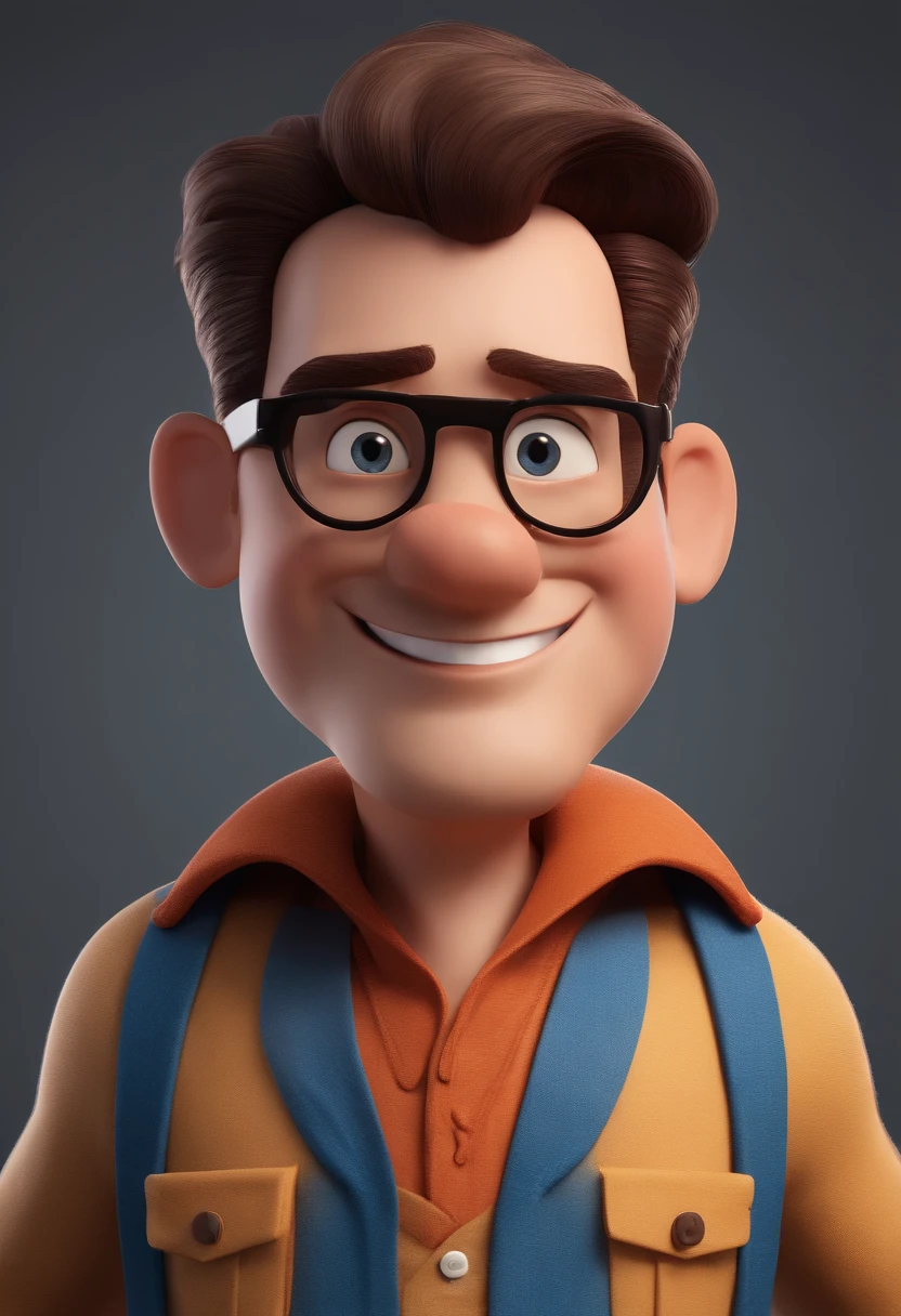 Cartoon character of a man with black glasses and a blue shirt, animation character, Caractere estilizado, animation style rendering, 3D estilizado, Arnold Maya render, 3 d render stylized, toon render keyshot, Personagem 3D, Personagem 3D, 3d rendering stylized, 3 d character render, personagem de desenho animado, Personagem de close up, Pose de personagem, (Estilo Pixar) (master part:1.2) (Bokeh) (best quality) (pele detalhada) (textura detalhada) (8k) (argila) (Cinematic lighting) (foco nítido