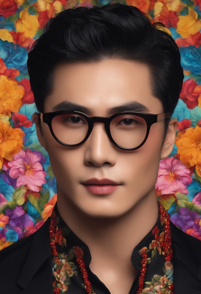 Man makeup artist in black glasses, Japanese descent