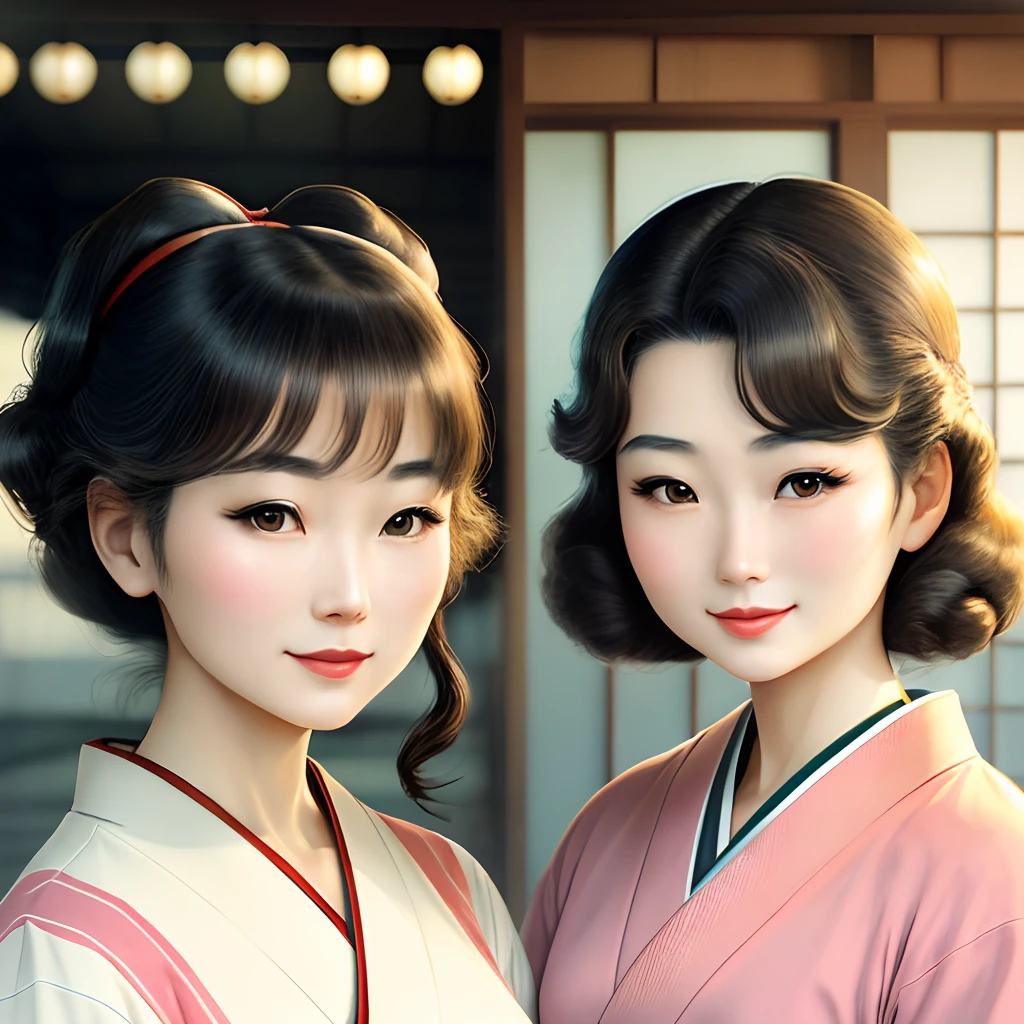 The average face of a beautiful actress from the Showa era in Japan, depicting a beautiful woman with a retro look and feel of the present day, just like today!