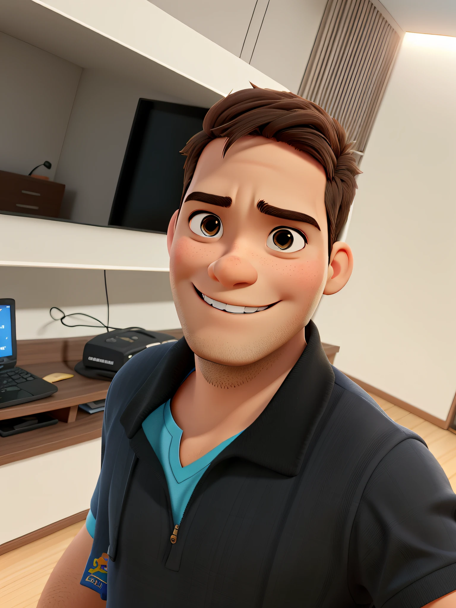 Pai com seus dois filhos estilo pixar, alta qualidade, melhor qualidade