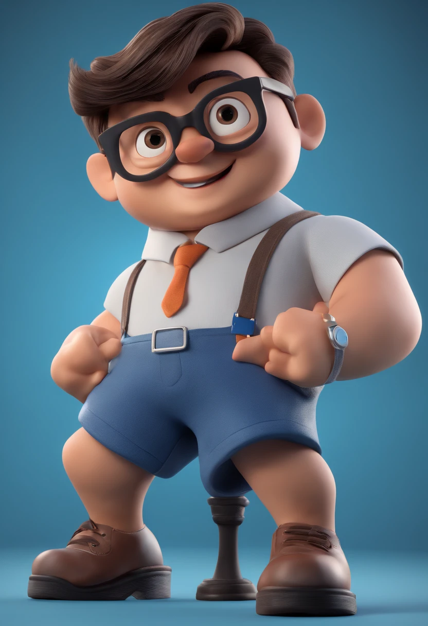 Cartoon character of a man with black glasses and a blue shirt, animation character, Caractere estilizado, animation style rendering, 3D estilizado, Arnold Maya render, 3 d render stylized, toon render keyshot, Personagem 3D, Personagem 3D, 3d rendering stylized, 3 d character render, personagem de desenho animado, Personagem de close up, Pose de personagem, (Estilo Pixar) (master part:1.2) (Bokeh) (best quality) (pele detalhada) (textura detalhada) (8k) (argila) (Cinematic lighting) (foco nítido
