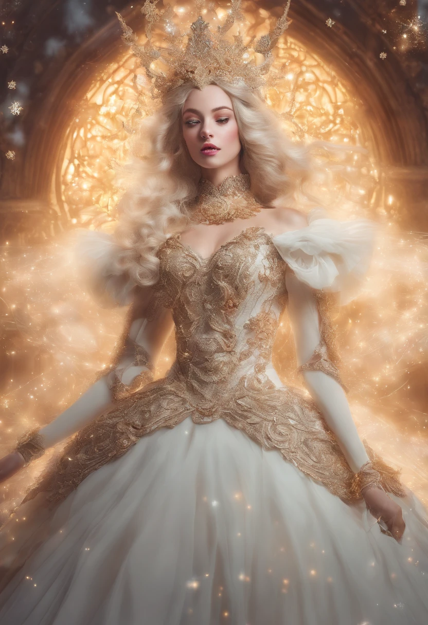 Um belo retrato da imperatriz, blonde hair, Olhosverdes Perfeitos, com um brilhante, impossible awesome great christmas headpiece, roupas Papai Noel vestes, tudo Natal, neve, symmetric, Dramatic studio lighting, RococoStyle, Barroco, verdura, Asian, hiper-realismo, Closeup, d&d, fantasia, intrincado, elegante, altamente detalhado, pintura digital, art-station, octan render, 8k, arte conceitual, Fosco, foco nítido
