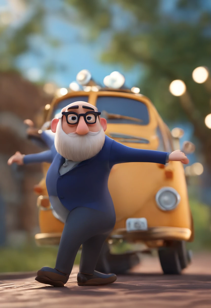 Cartoon character of a man wearing black glasses and a blue shirt, um personagem animado, Caractere estilizado, animation style rendering, 3D estilizado, Arnold Maya render, 3 d render stylized, toon render keyshot, Personagem 3D, Personagem 3D, 3d rendering stylized, 3 d character render, personagem de desenho animado, Personagem de close up, Pose de personagem, (Estilo Pixar) (master part:1.2) (Bokeh) (best quality) (pele detalhada) (textura detalhada) (8k) (argila) (Cinematic lighting) (foco nítido