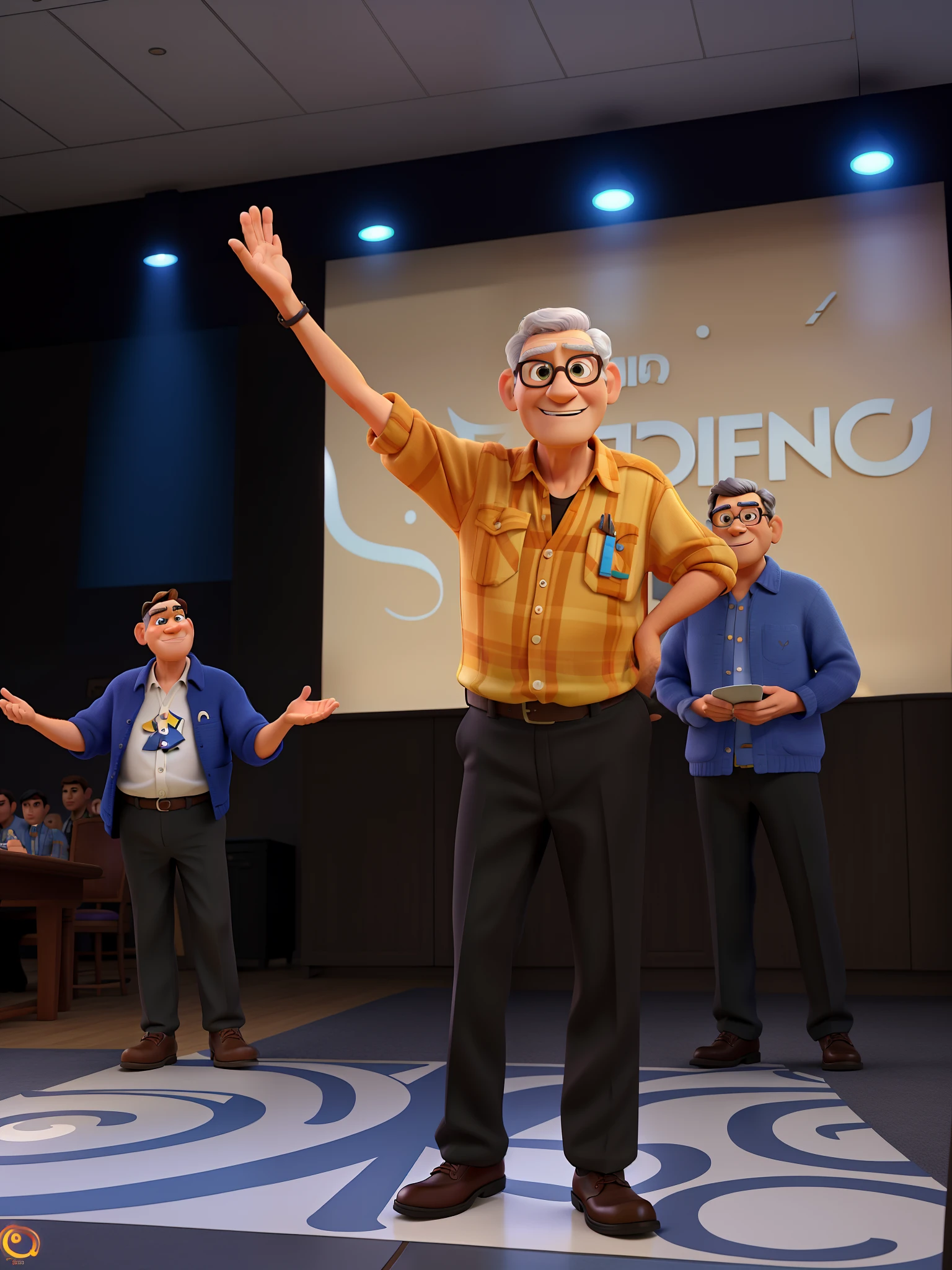 um homem de 63 anos estilo pixar, alta qualidade e melhor qualidade