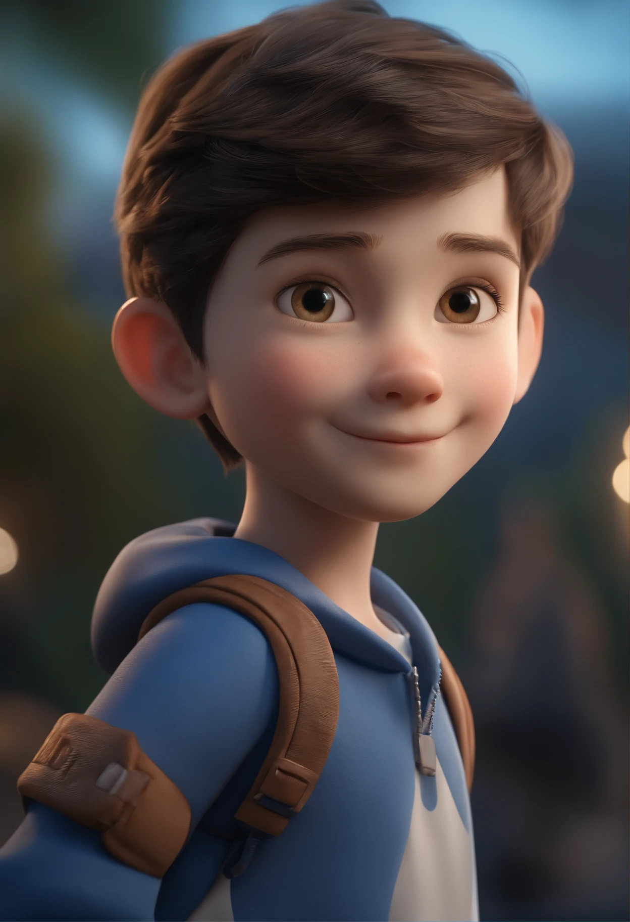 (a happy cute boy,short hair,dark blue cap),wearing a blue shirt,white background,barnet,Pixar style,3D,cartoon,detailed face,asymmetrical,(best quality,4k,8k,highres,masterpiece:1.2),ultra-detailed,(realistic,photorealistic,photo-realistic:1.37),(HDR,UHD,studio lighting,ultra-fine painting,sharp focus,physically-based rendering,extreme detail description,professional,vivid colors,bokeh),portraits,landscape,horror,anime,sci-fi,photography,concept artists,blue tint lighting