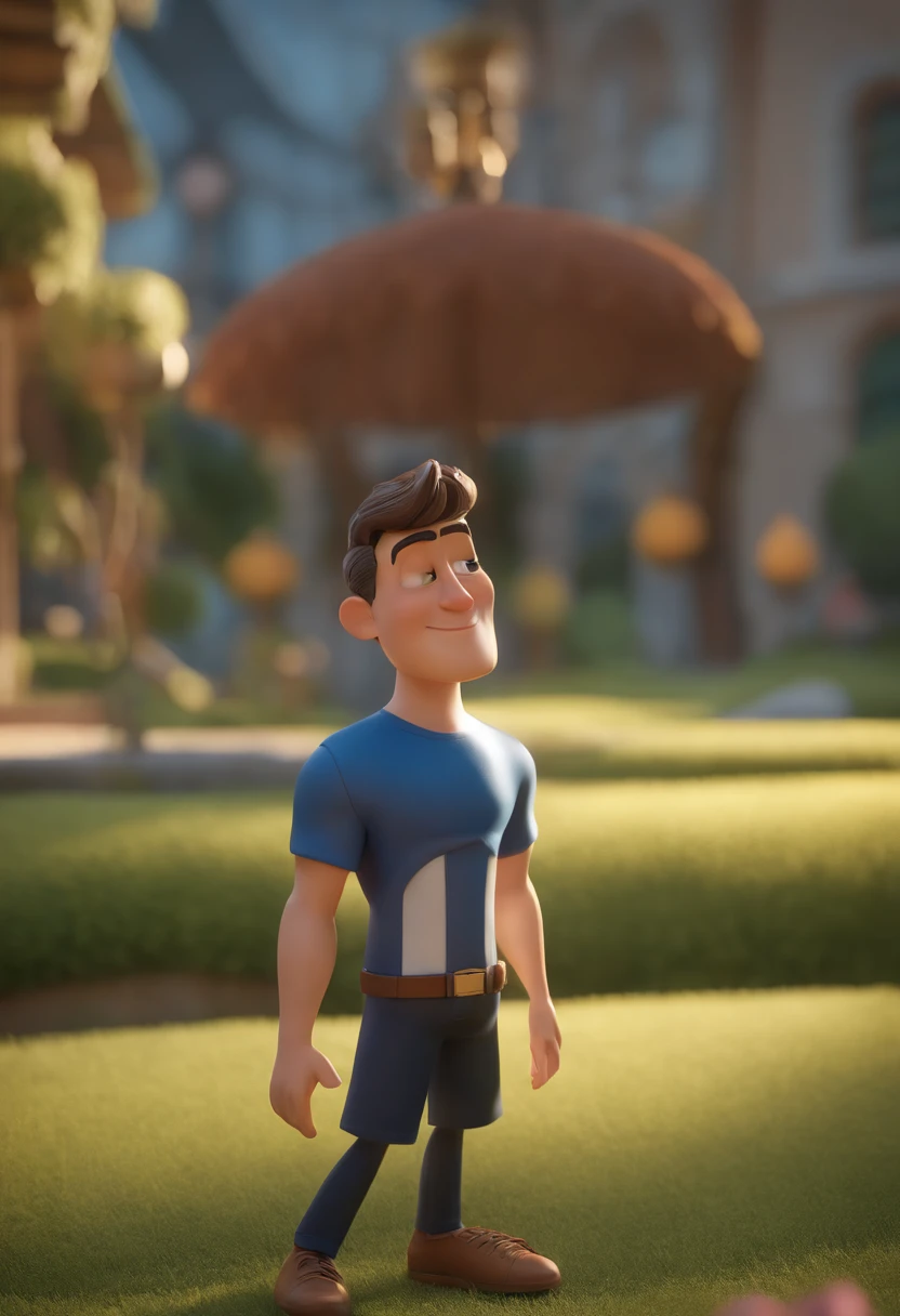 Cartoon character of a man wearing black glasses and a blue shirt, um personagem animado, Caractere estilizado, animation style rendering, 3D estilizado, Arnold Maya render, 3 d render stylized, toon render keyshot, Personagem 3D, Personagem 3D, 3d rendering stylized, 3 d character render, personagem de desenho animado, Personagem de close up, Pose de personagem, (Estilo Pixar) (master part:1.2) (Bokeh) (best quality) (pele detalhada) (textura detalhada) (8k) (argila) (Cinematic lighting) (foco nítido,Senta e vaza a parte superior do corpo
